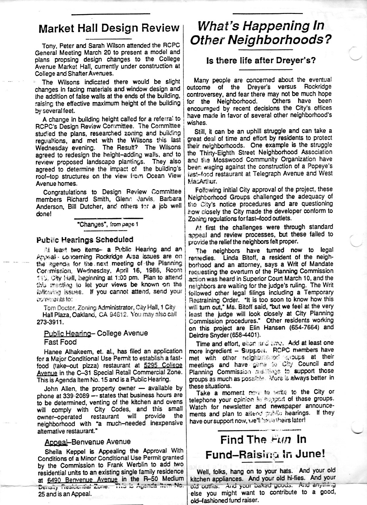 Click to zoom in The Rockridge News, April 1986, page 2