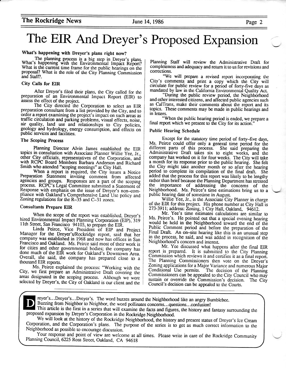 Click to zoom in The Rockridge News, June 1986, page 2