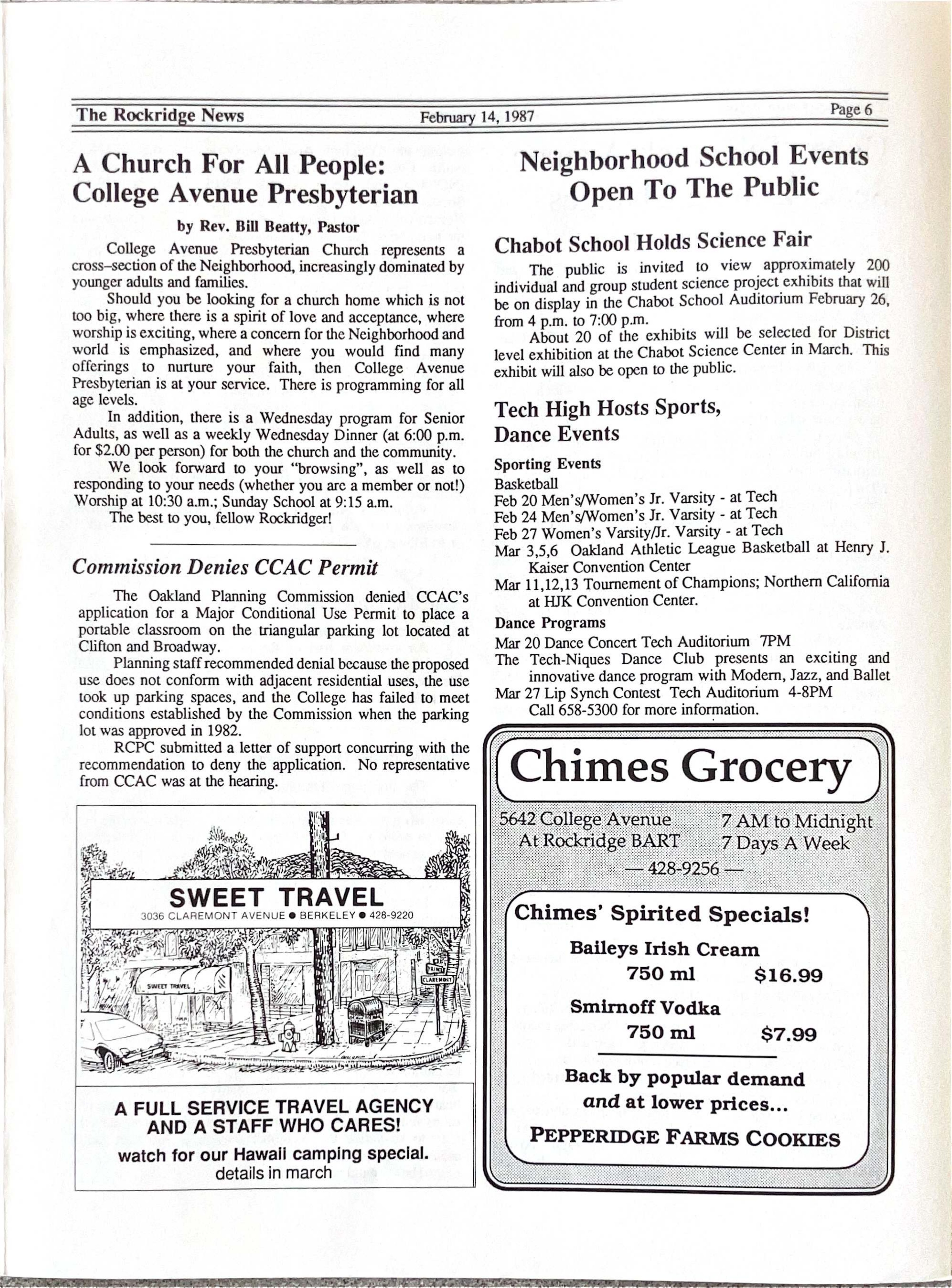 Click to zoom in The Rockridge News, February 1987, page 6