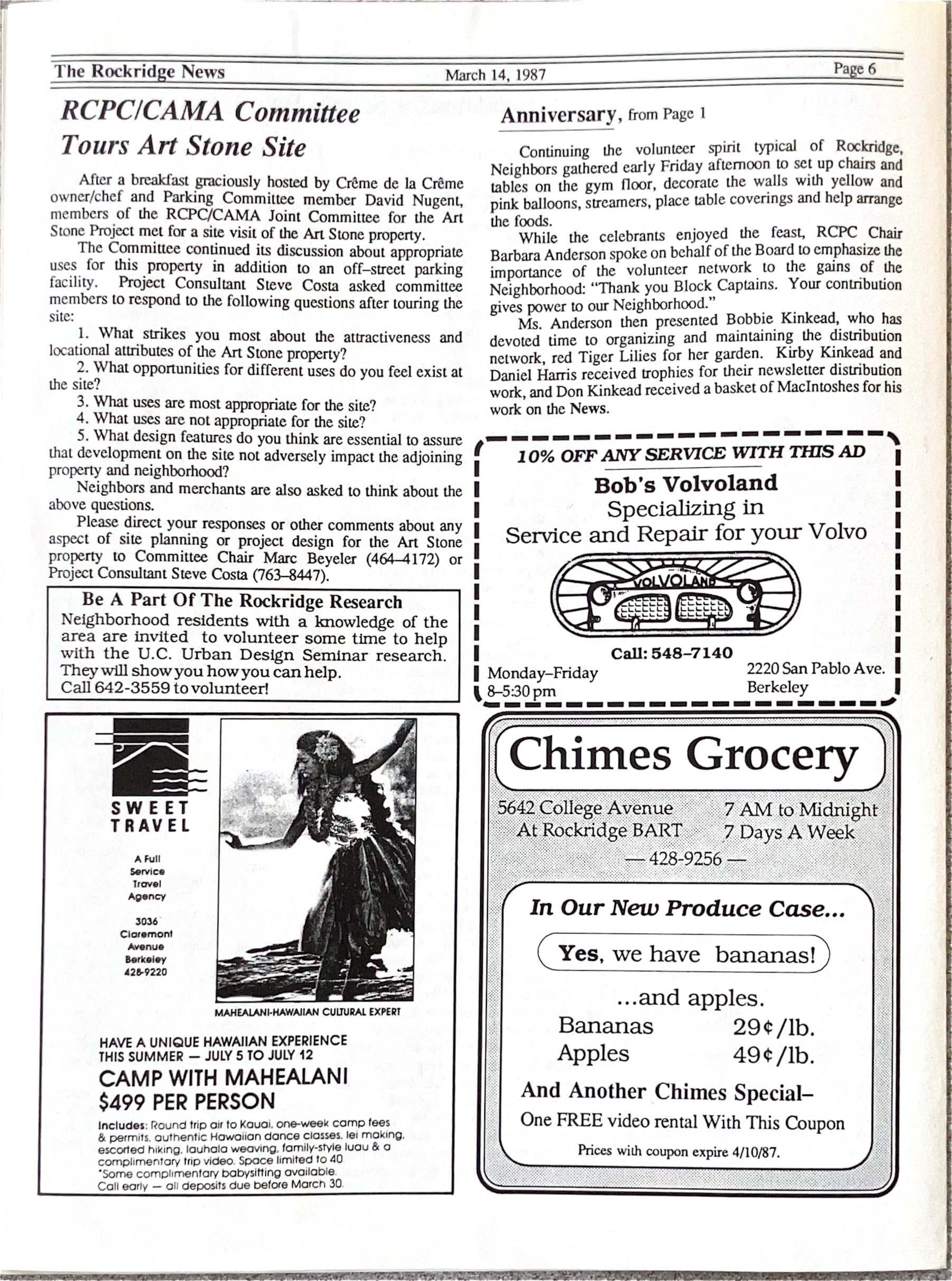 Click to zoom in The Rockridge News, March 1987, page 6
