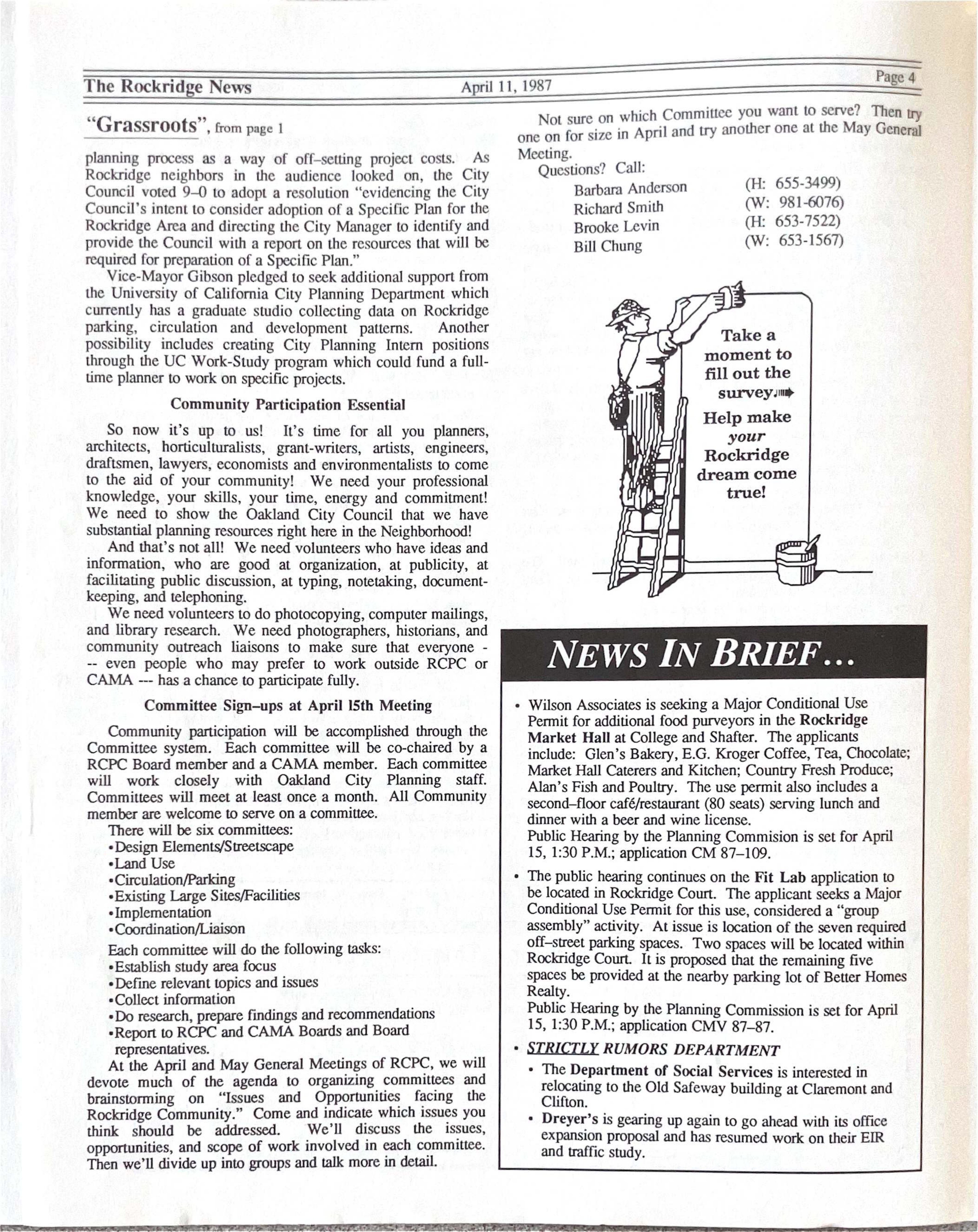 Click to zoom in The Rockridge News, April 1987, page 4