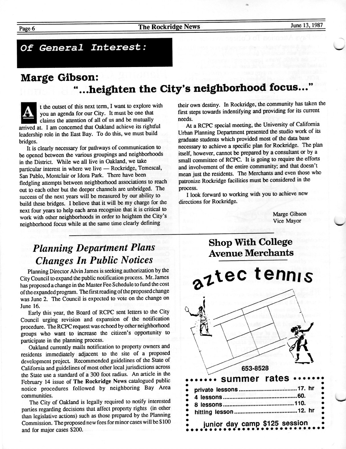 Click to zoom in The Rockridge News, June 1987, page 6