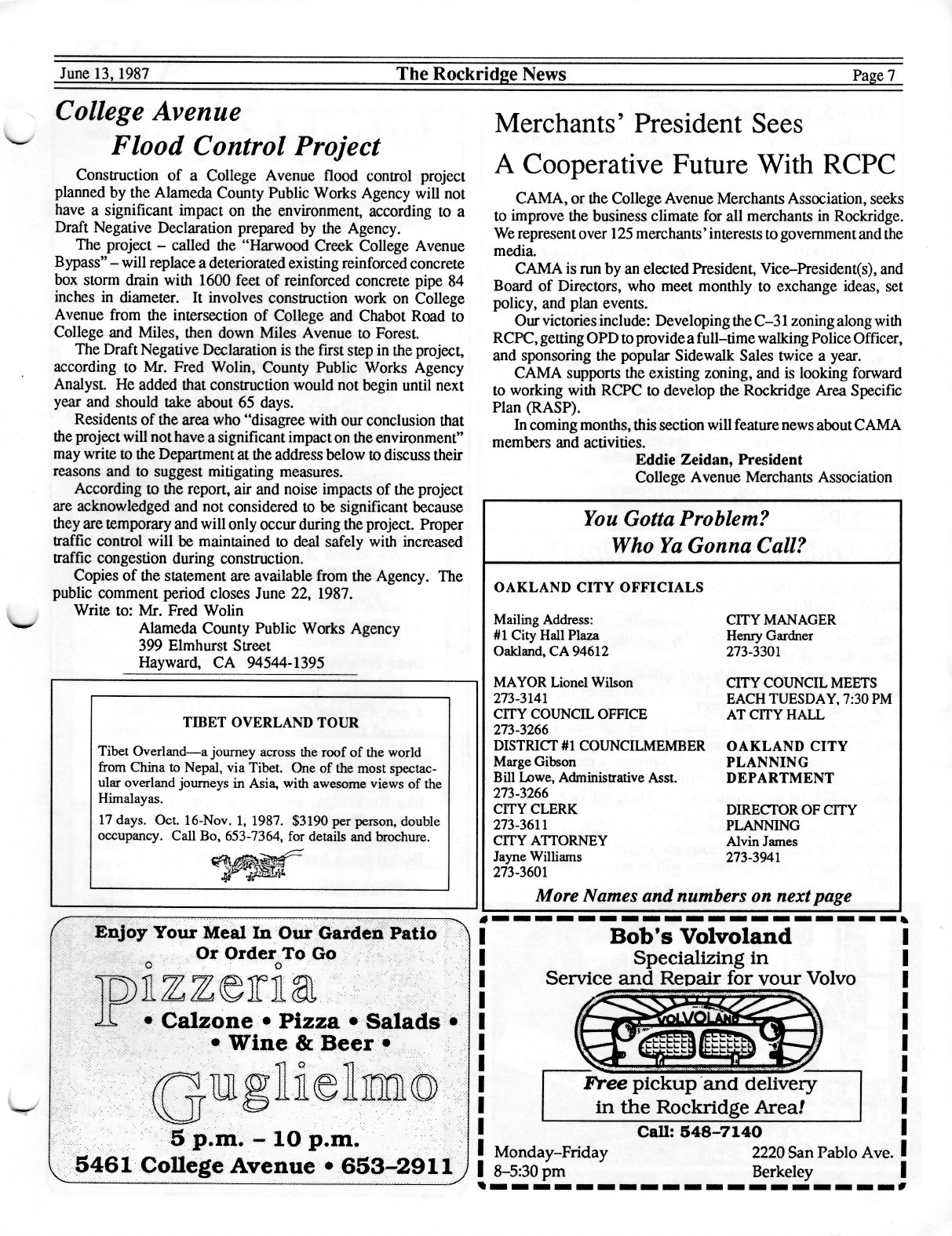 Click to zoom in The Rockridge News, June 1987, page 7