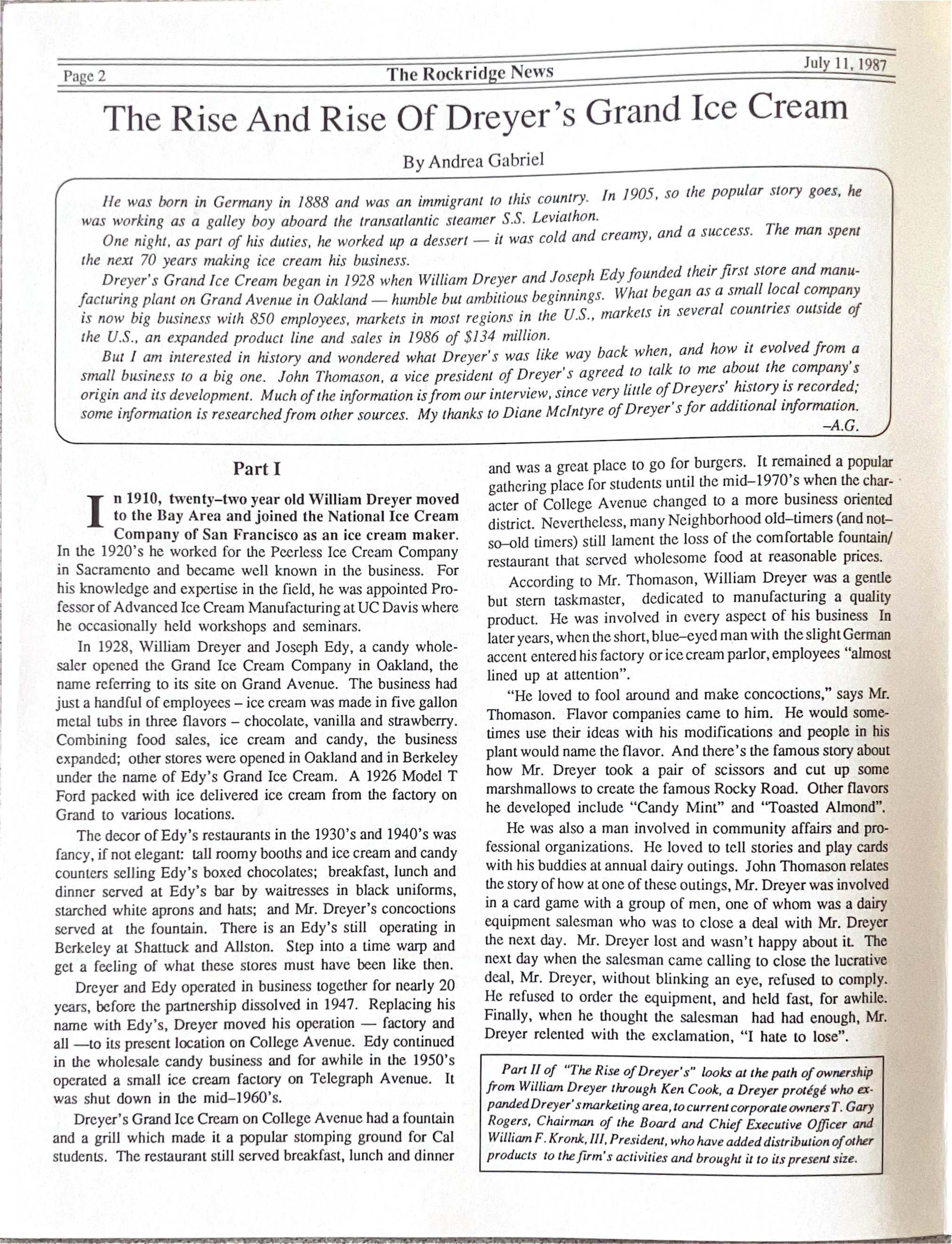 Click to zoom in The Rockridge News, July 1987, page 2
