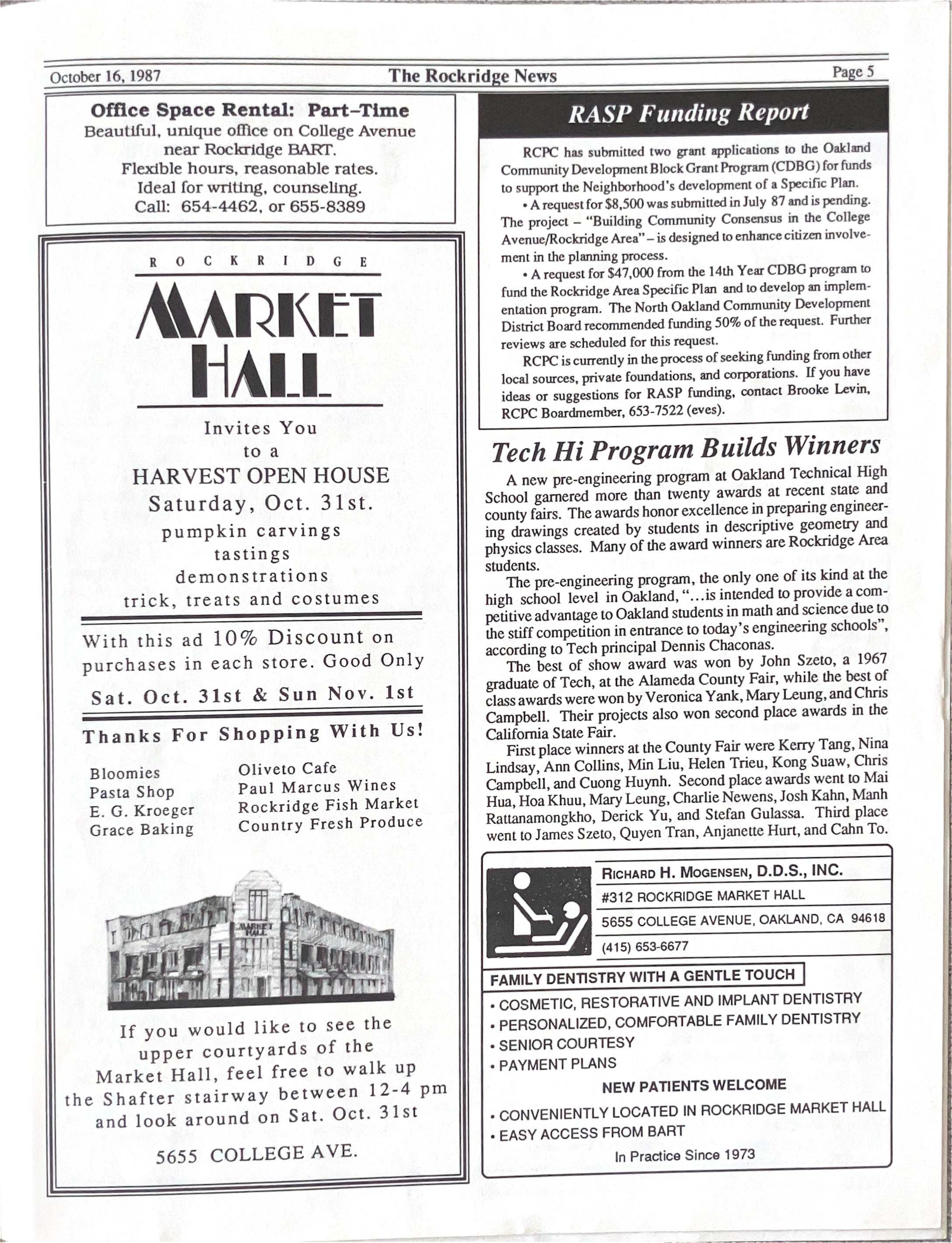 Click to zoom in The Rockridge News, October 1987, page 7