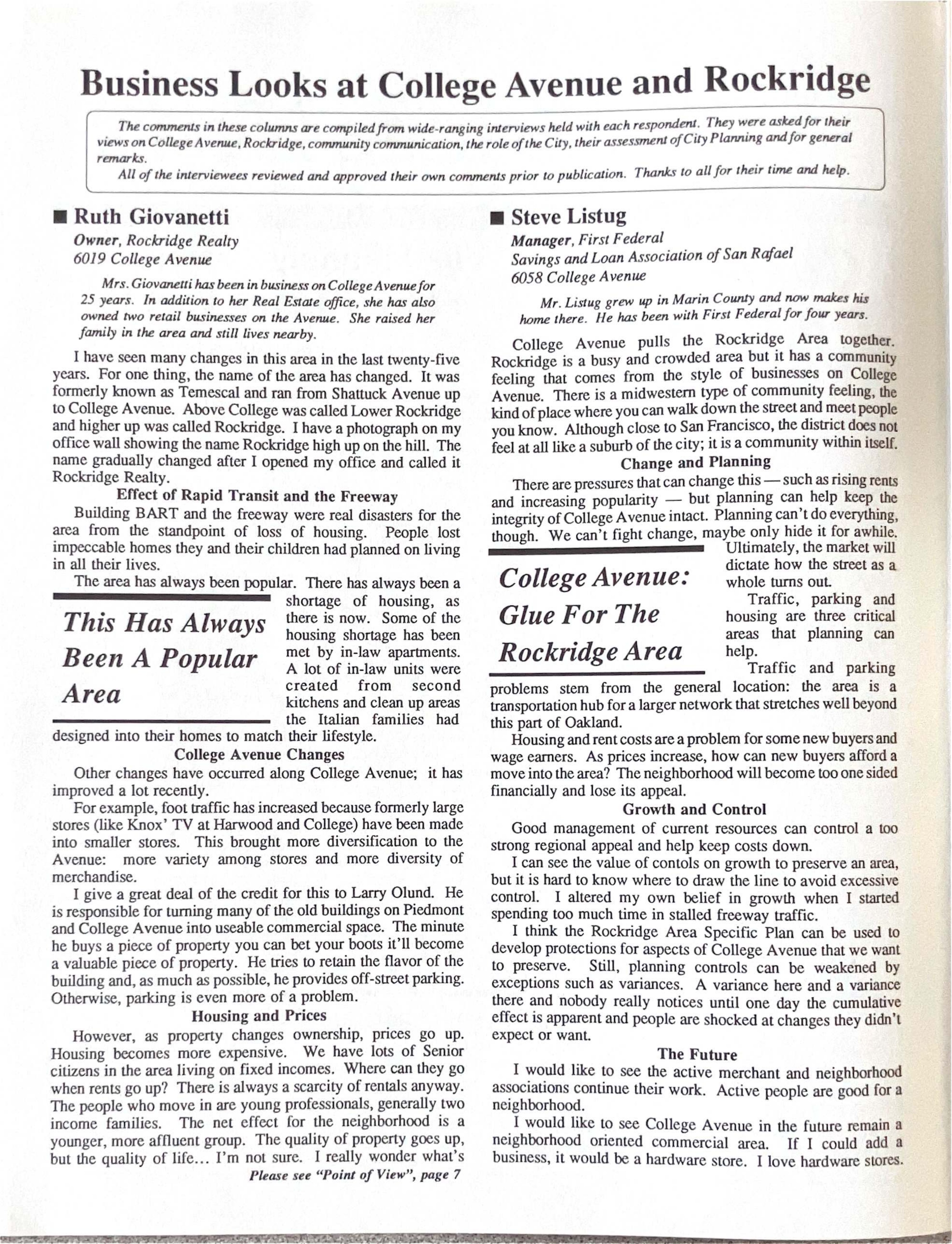 Click to zoom in The Rockridge News, November 1987, page 2