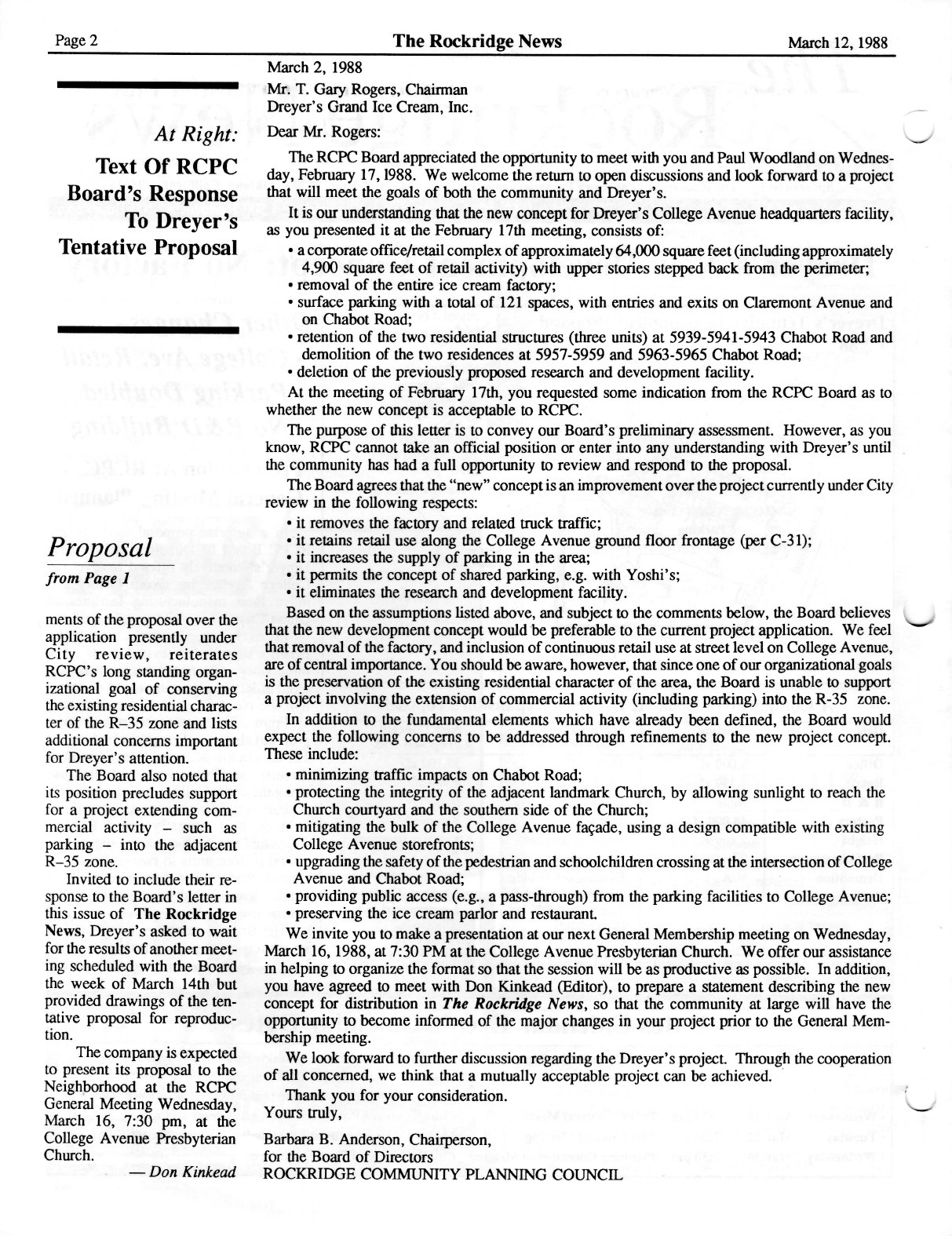 Click to zoom in The Rockridge News, March 1988, page 2