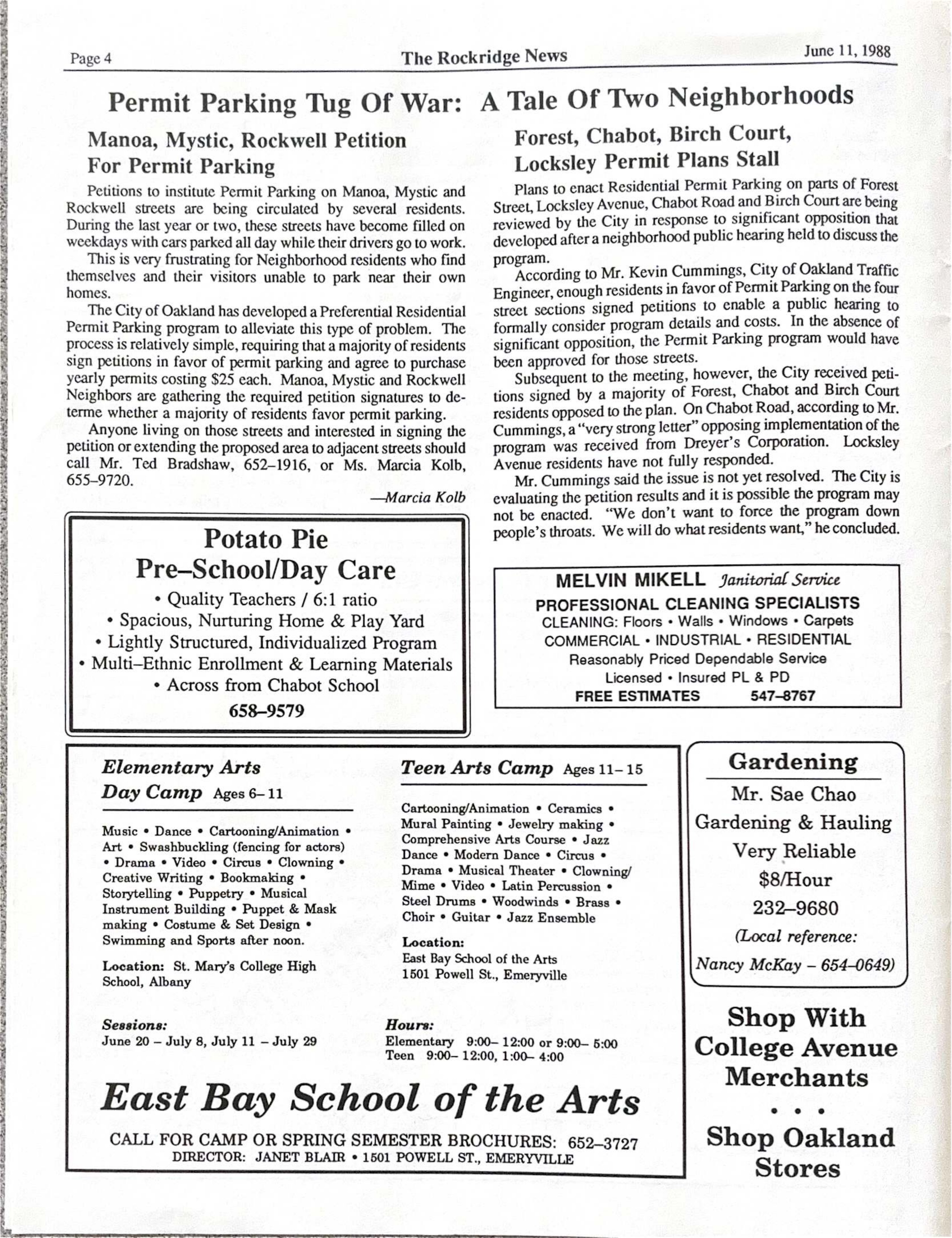Click to zoom in The Rockridge News, June 1988, page 4