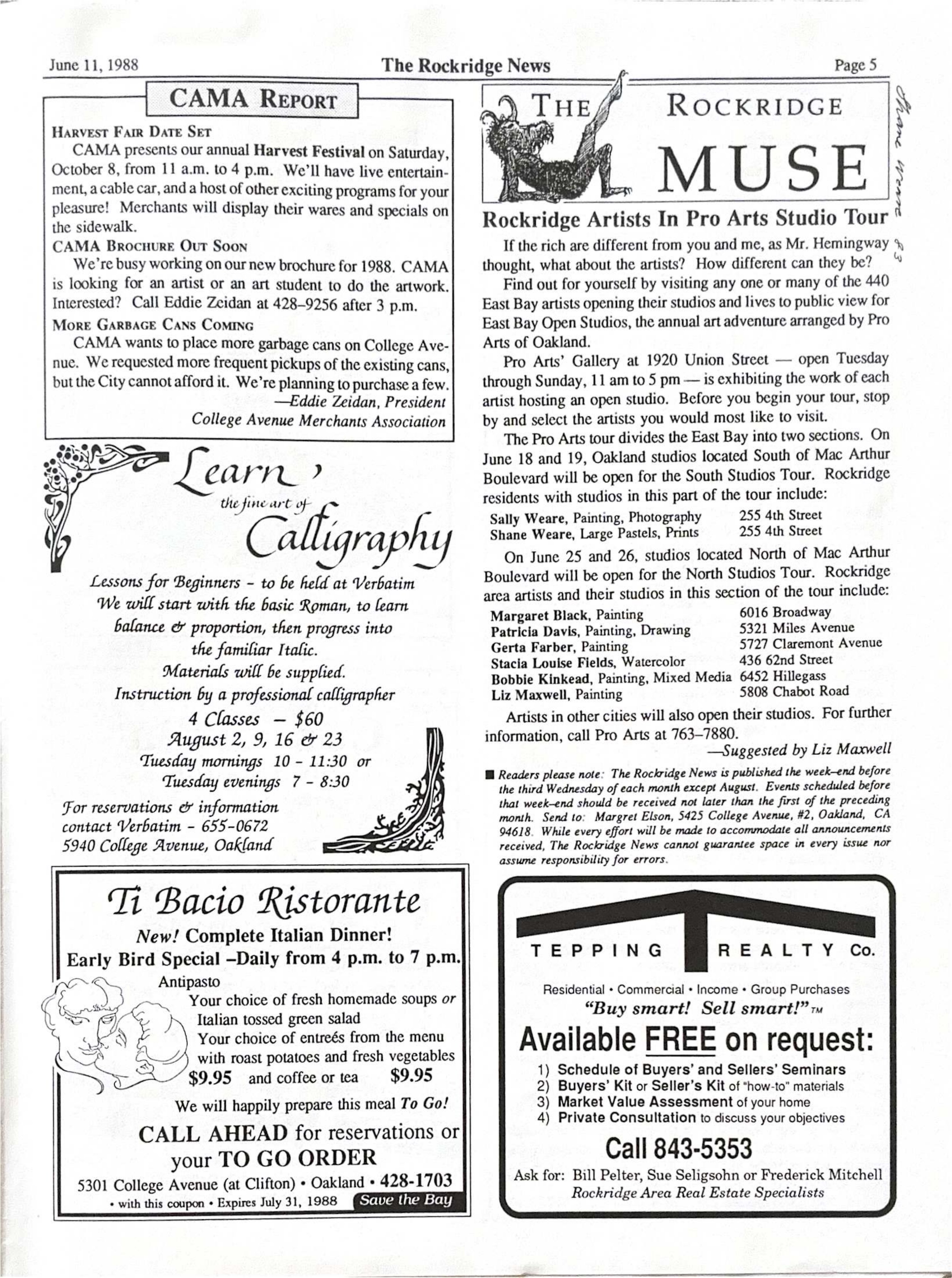 Click to zoom in The Rockridge News, June 1988, page 5