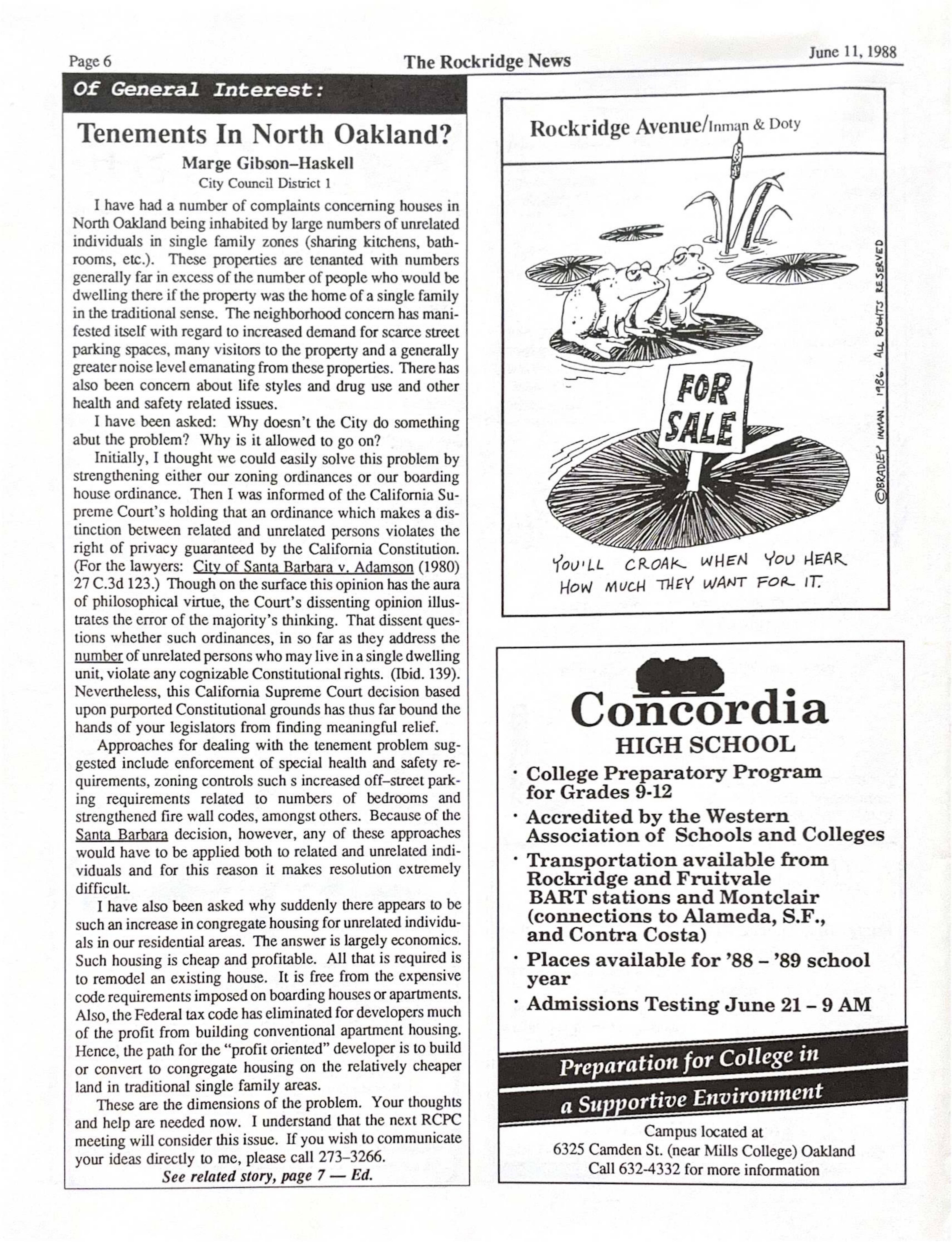 Click to zoom in The Rockridge News, June 1988, page 6