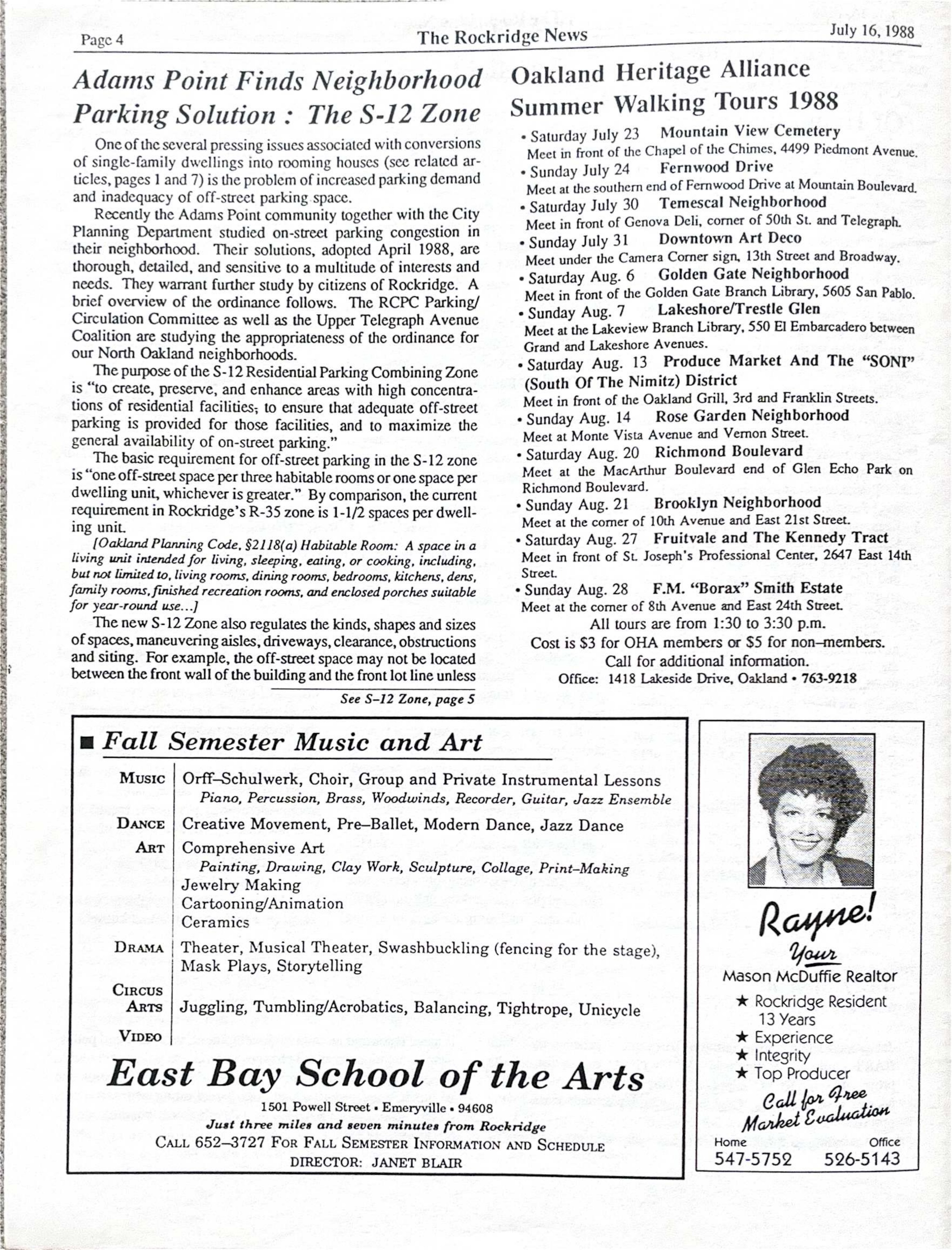 Click to zoom in The Rockridge News, July 1988, page 4