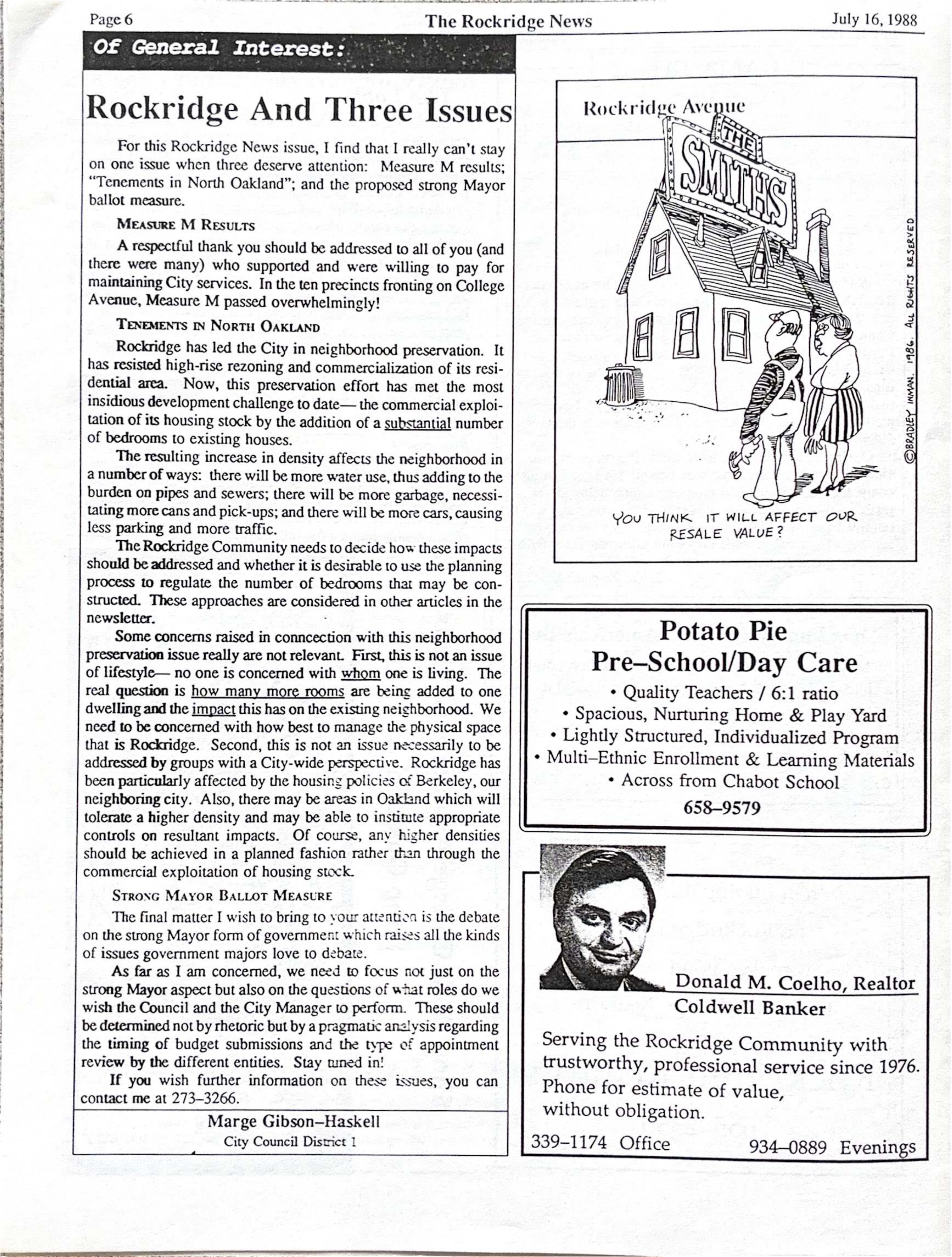 Click to zoom in The Rockridge News, July 1988, page 6