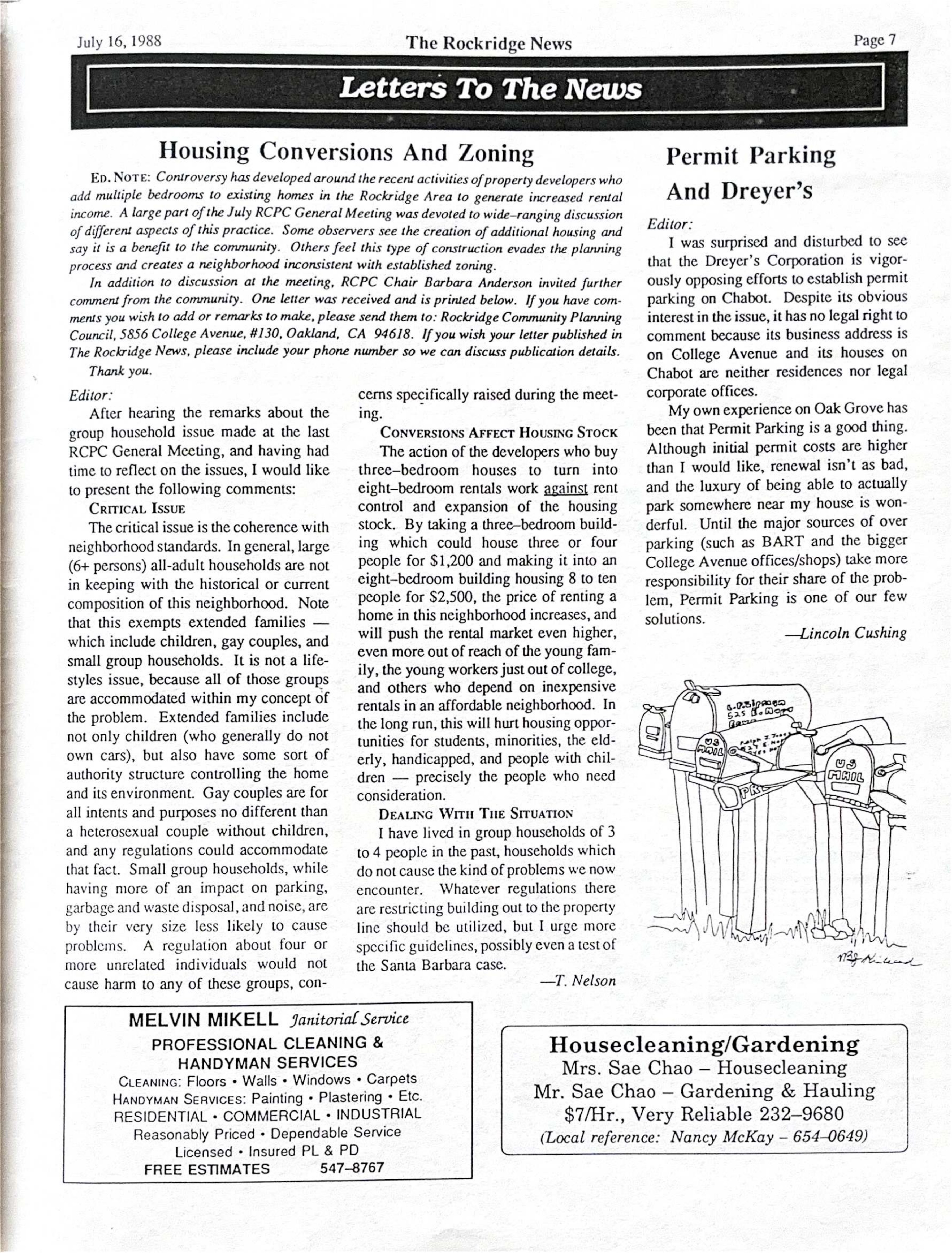 Click to zoom in The Rockridge News, July 1988, page 7