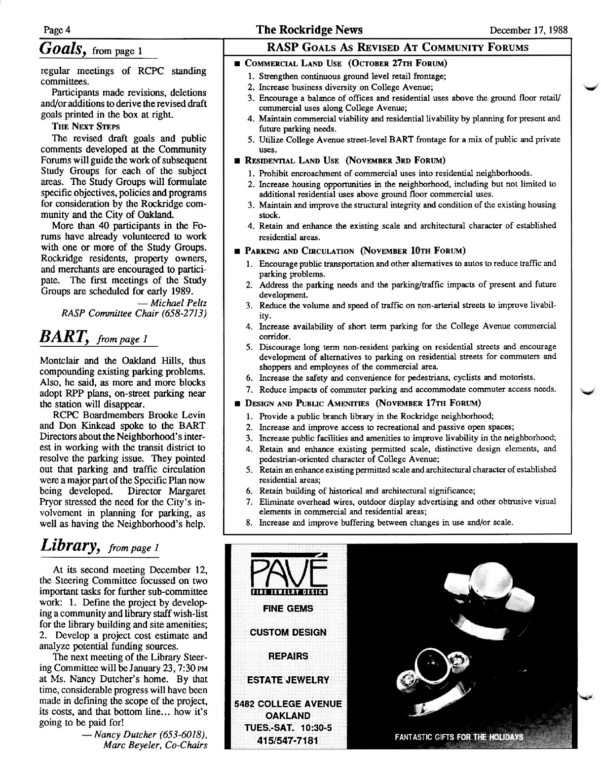 Click to zoom in The Rockridge News, December 1988, page 4