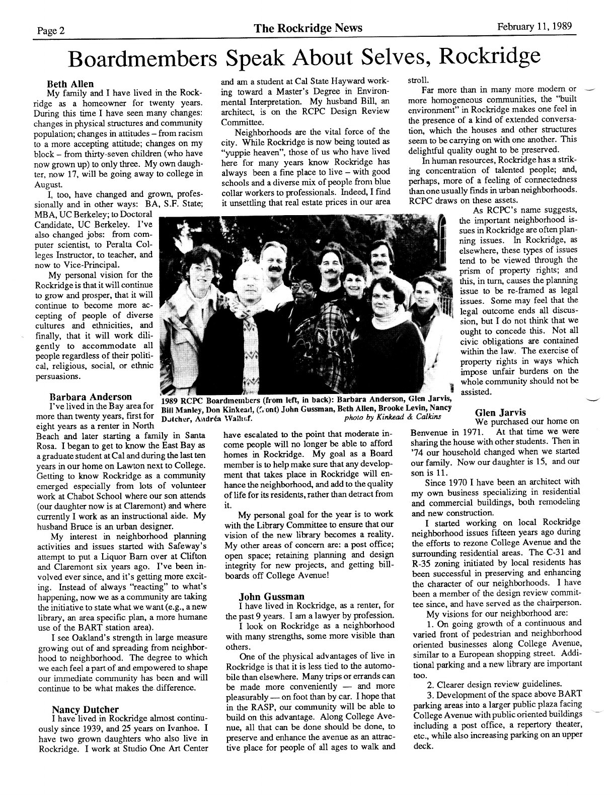 Click to zoom in The Rockridge News, February 1989, page 2