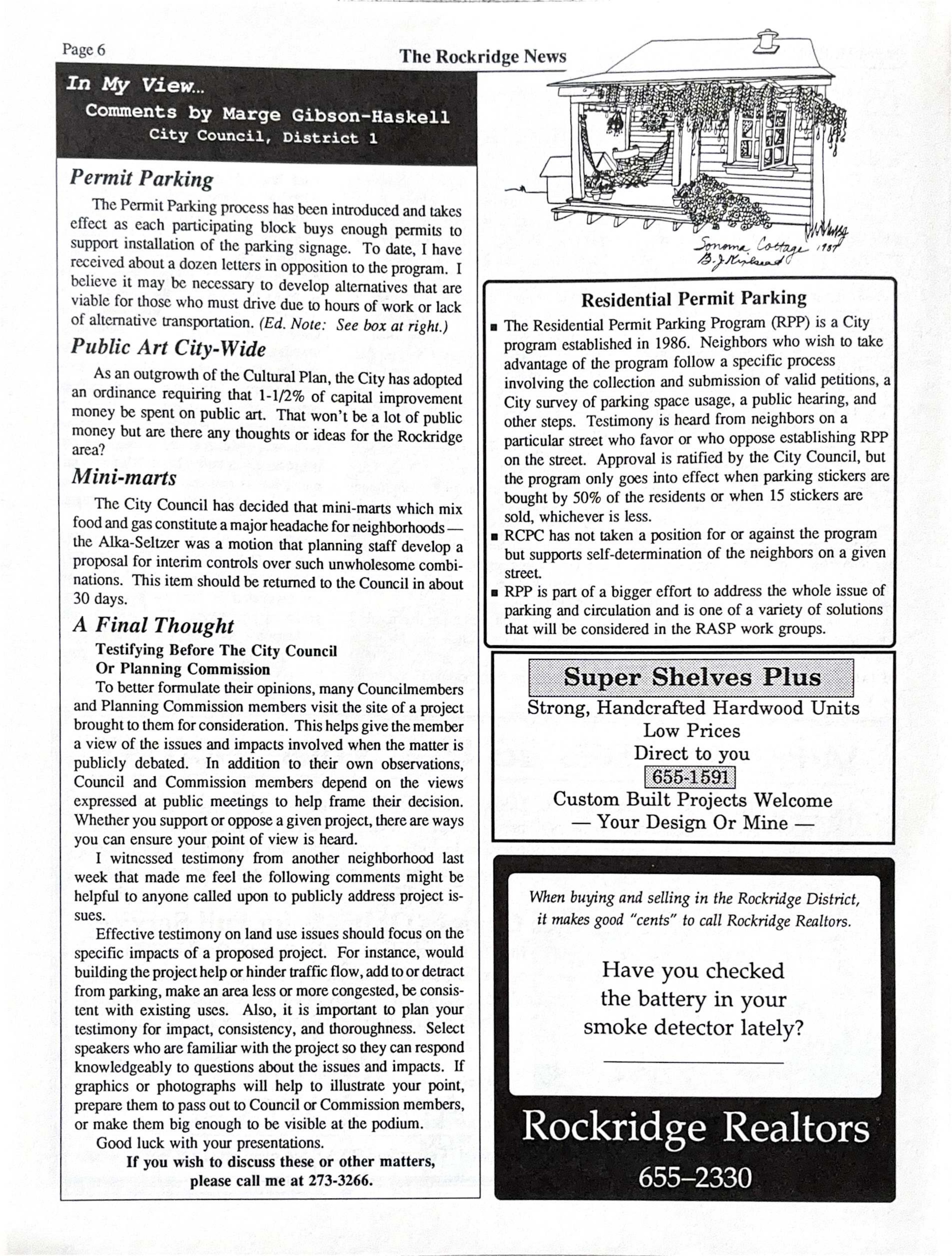 Click to zoom in The Rockridge News, March 1989, page 6