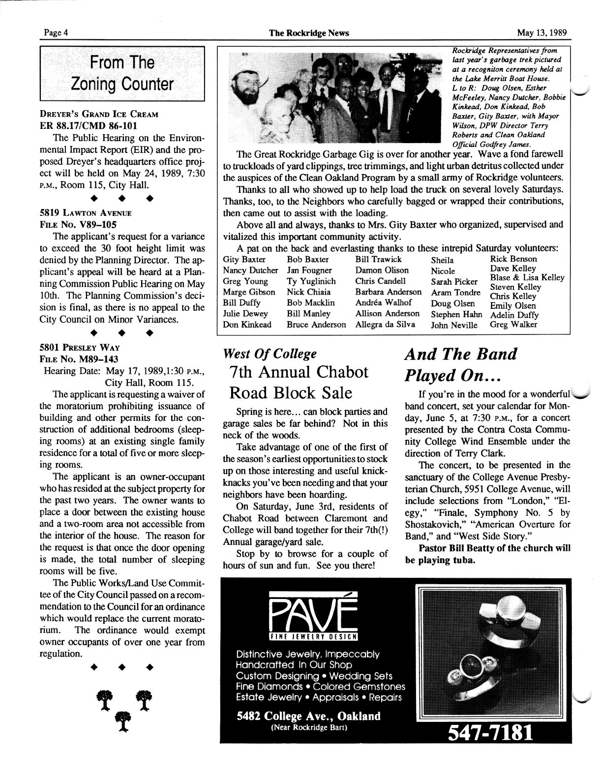 Click to zoom in The Rockridge News, May 1989, page 4