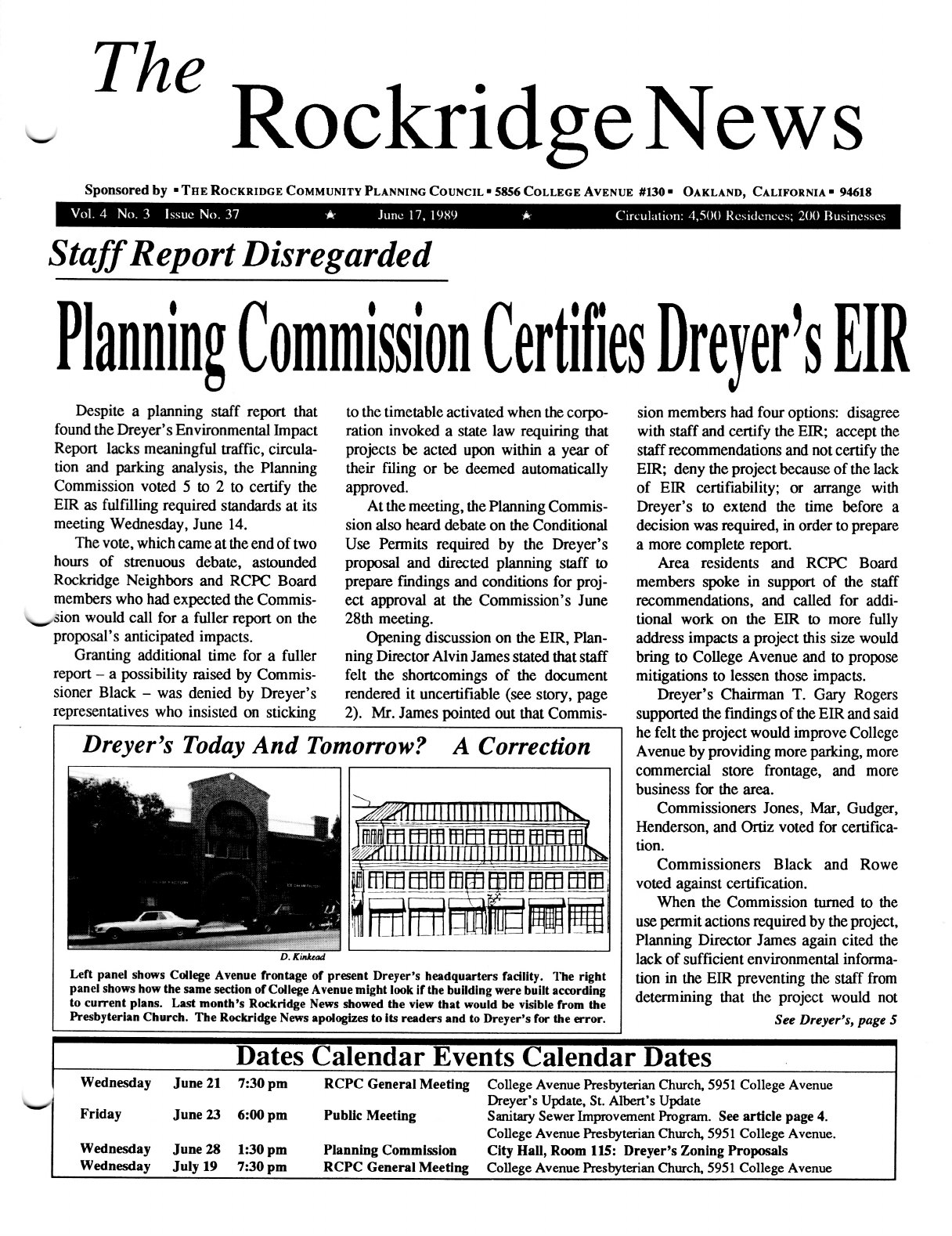 Click to zoom in The Rockridge News, June 1989, page 1