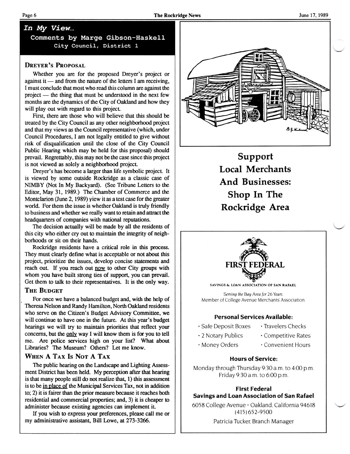 Click to zoom in The Rockridge News, June 1989, page 6