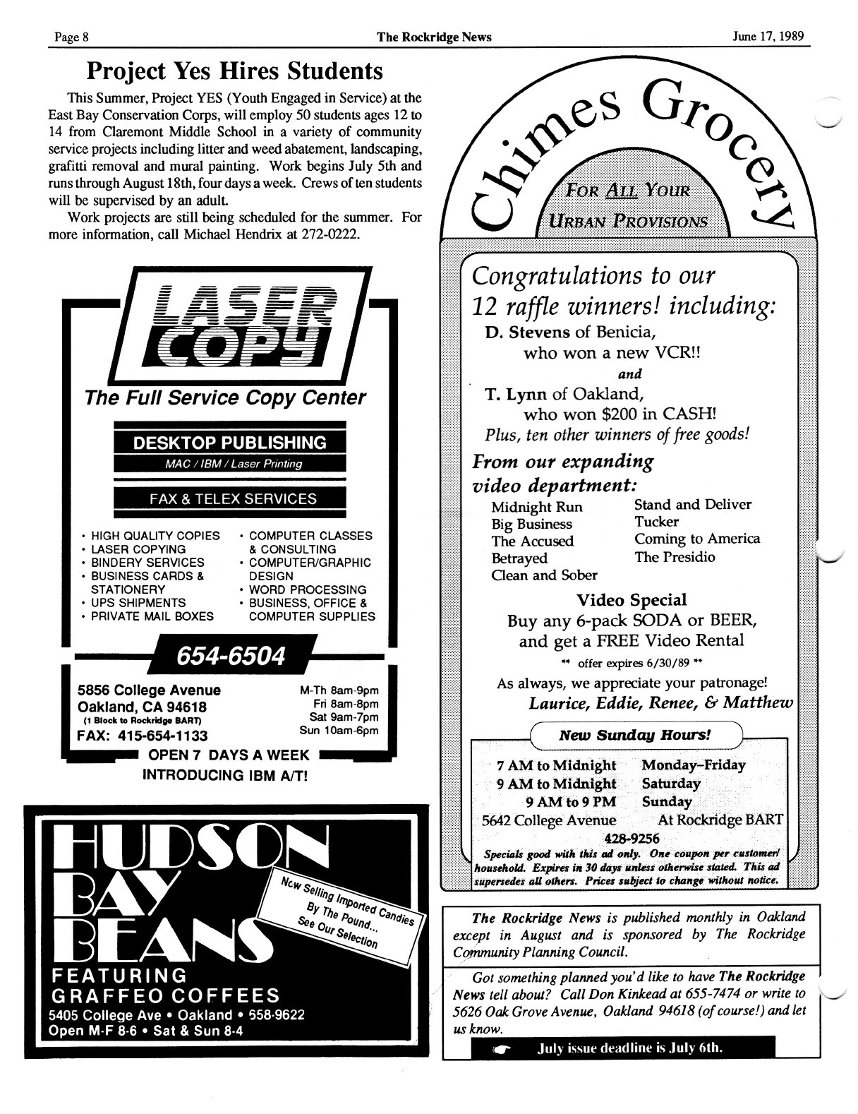 Click to zoom in The Rockridge News, June 1989, page 8