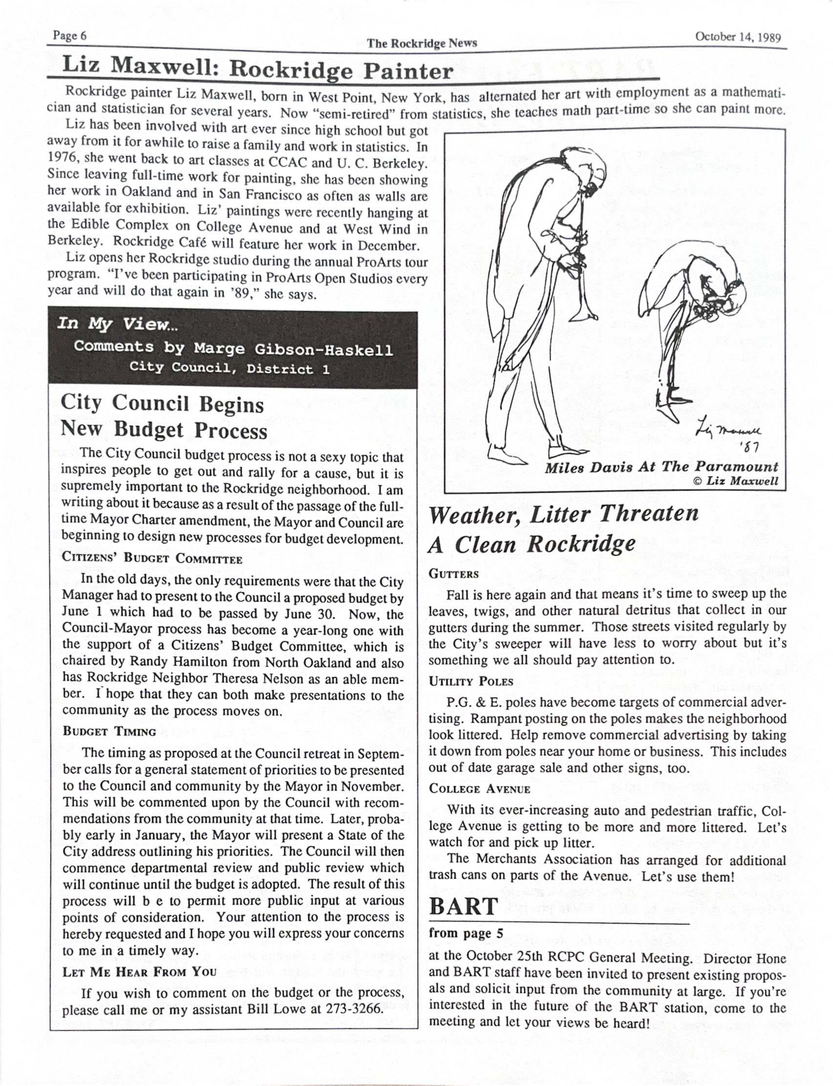 Click to zoom in The Rockridge News, October 1989, page 6