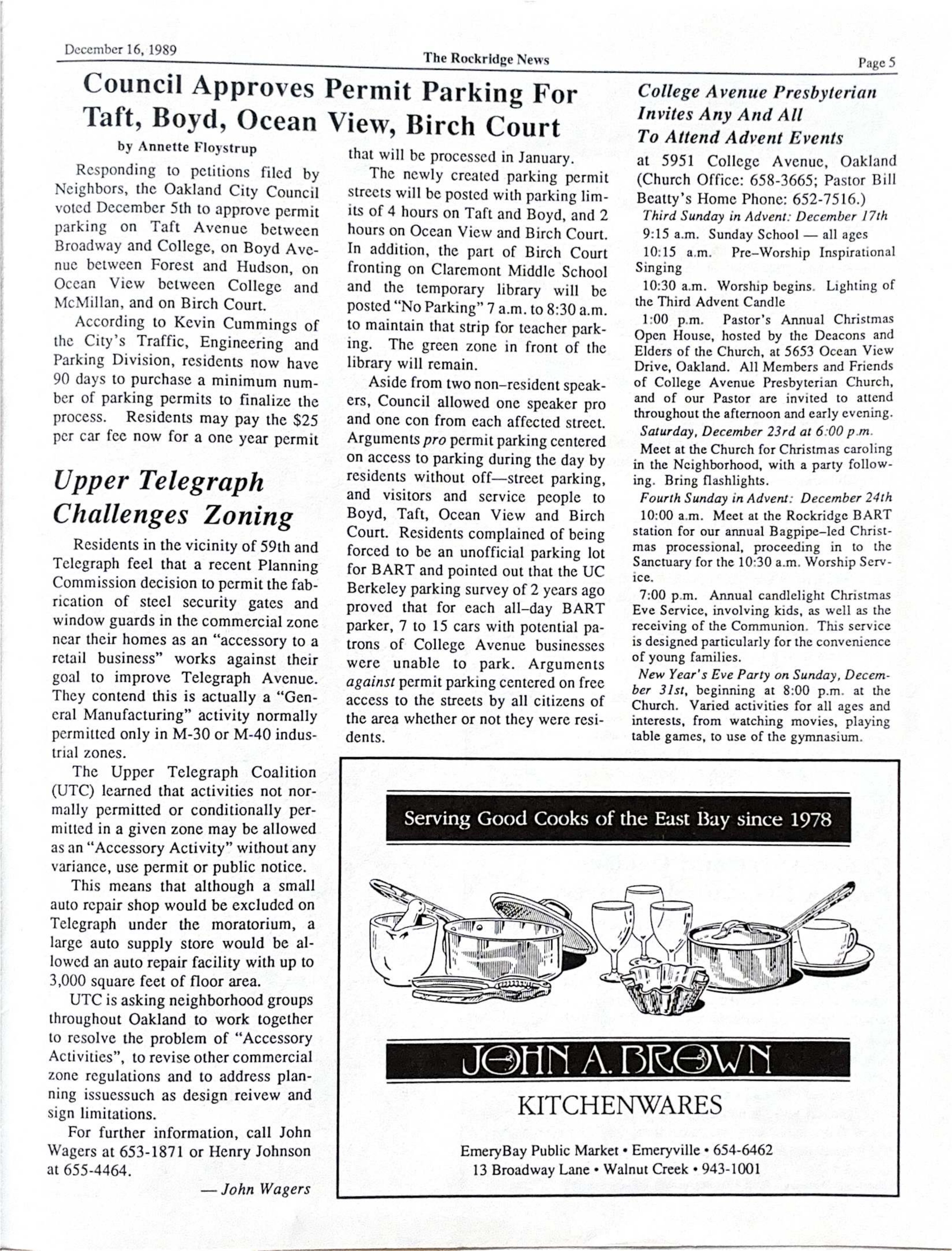 Click to zoom in The Rockridge News, December 1989, page 5