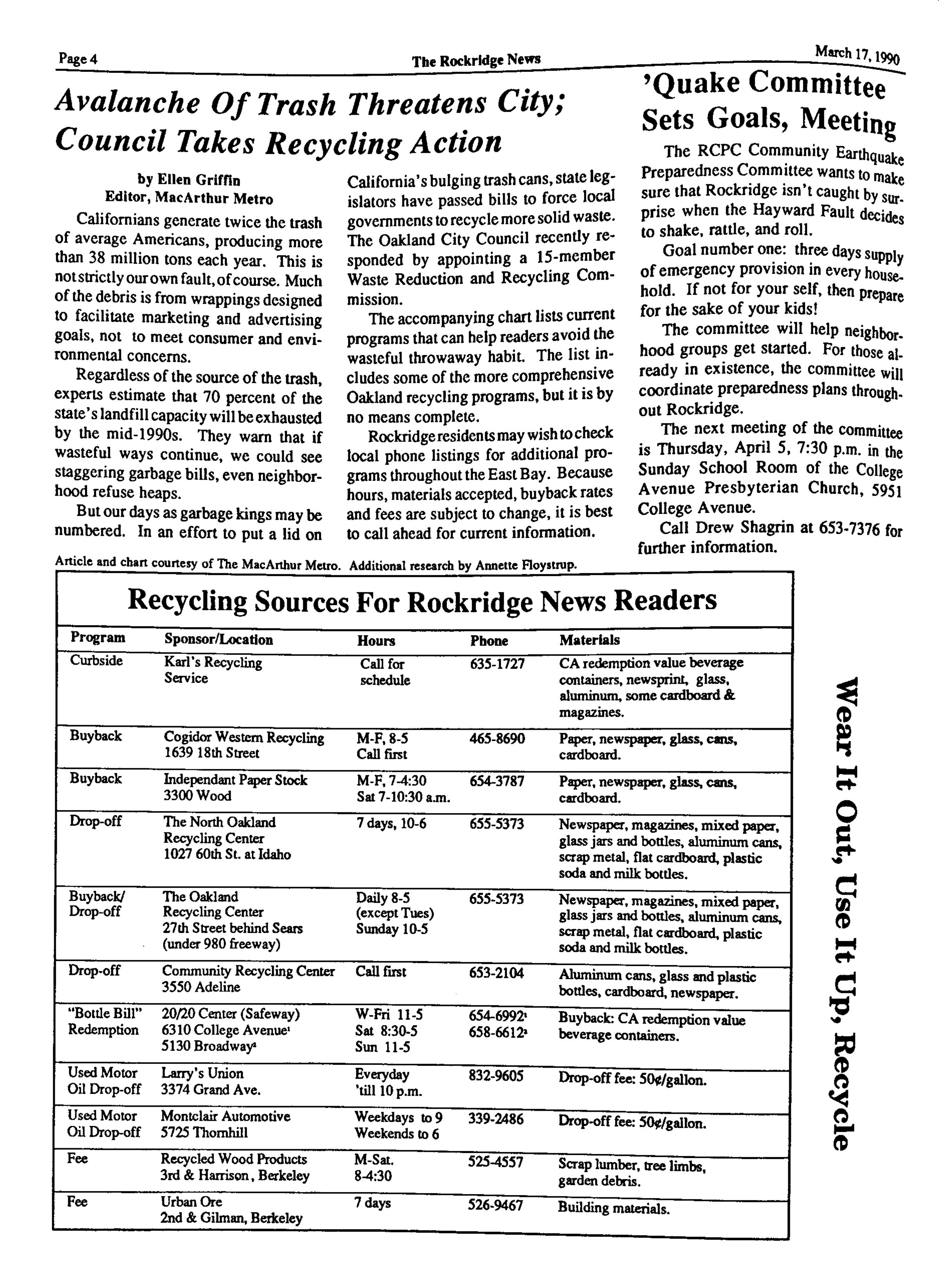 Click to zoom in The Rockridge News, March 1990, page 4