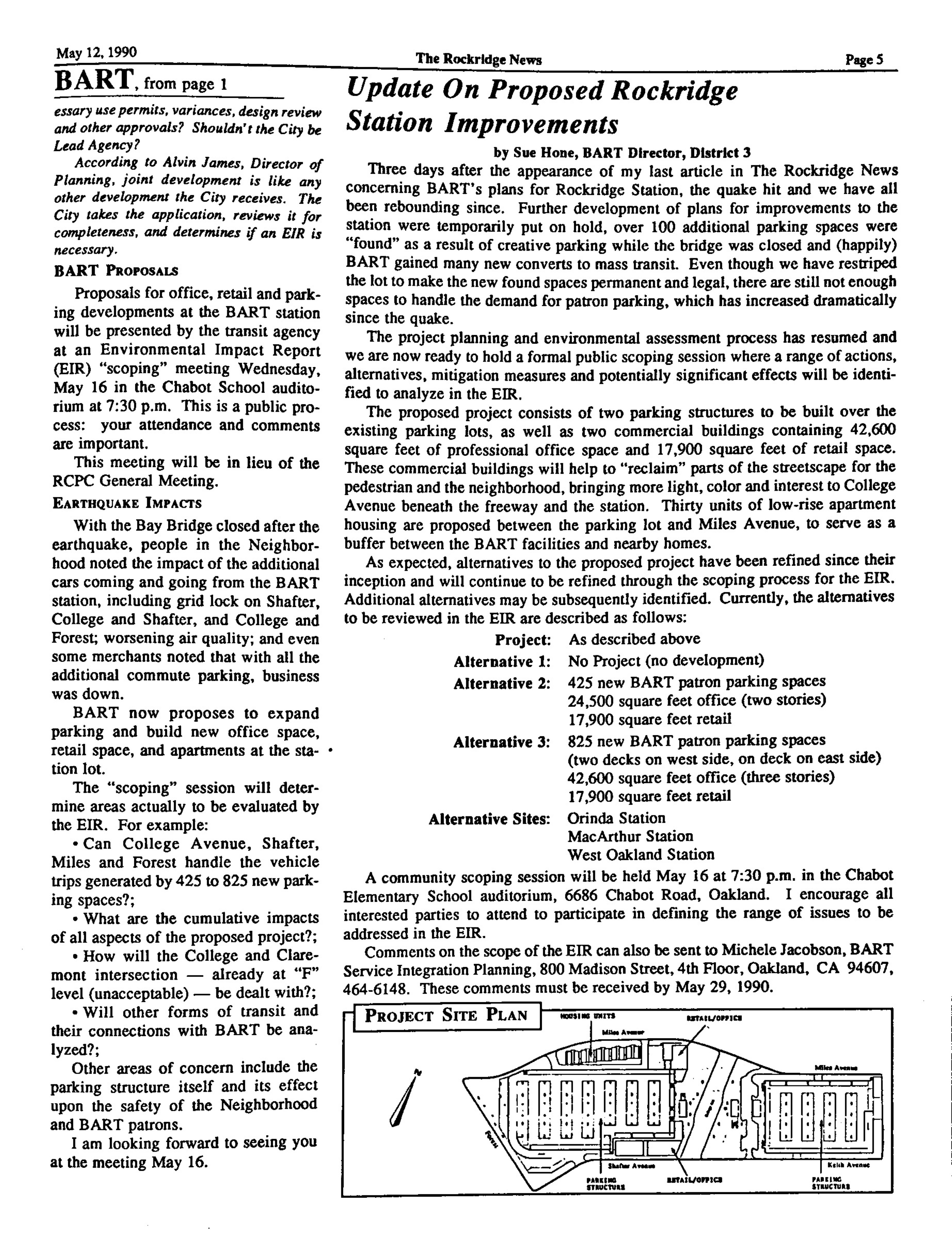Click to zoom in The Rockridge News, May 1990, page 5