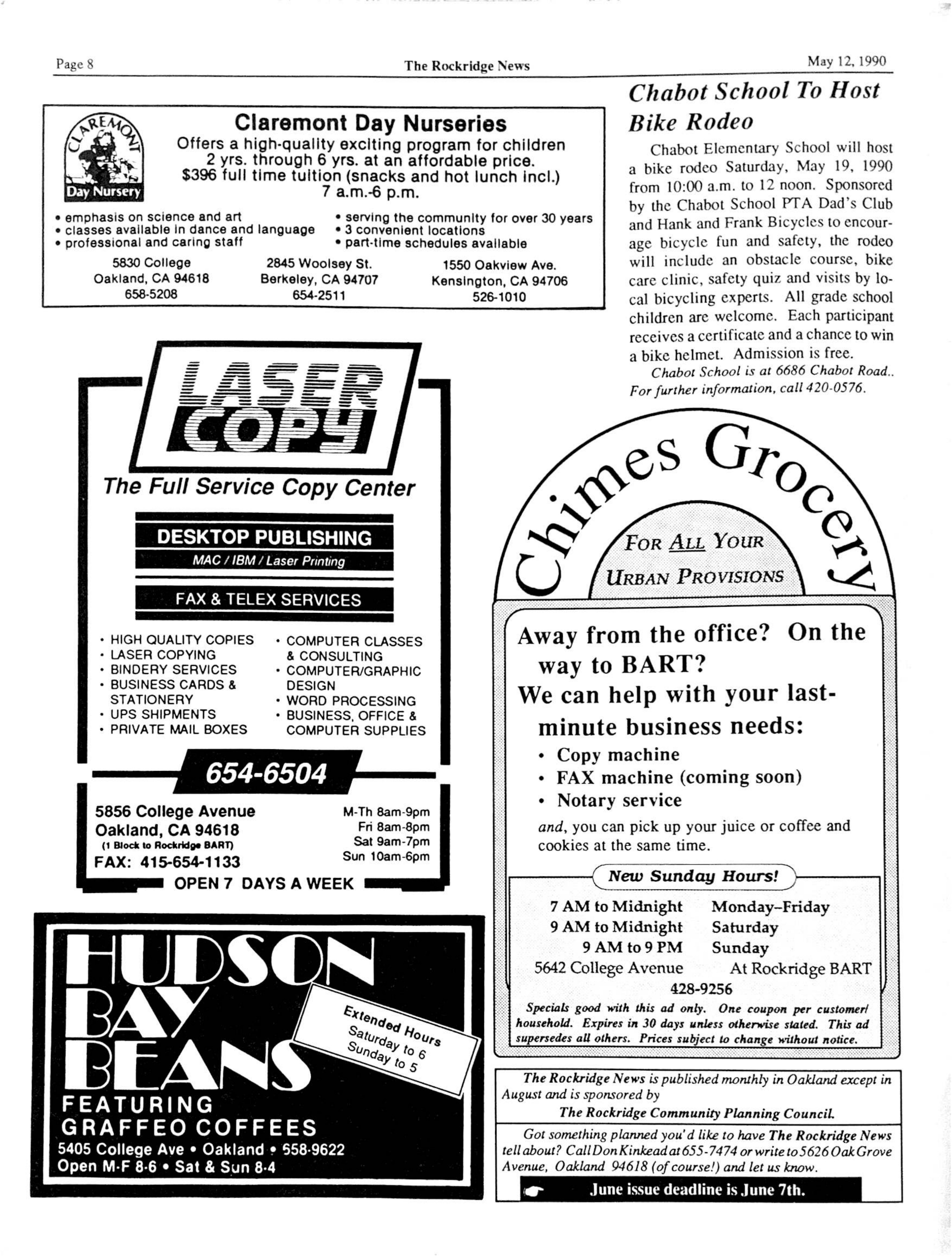 The Rockridge News, May 1990, page 8