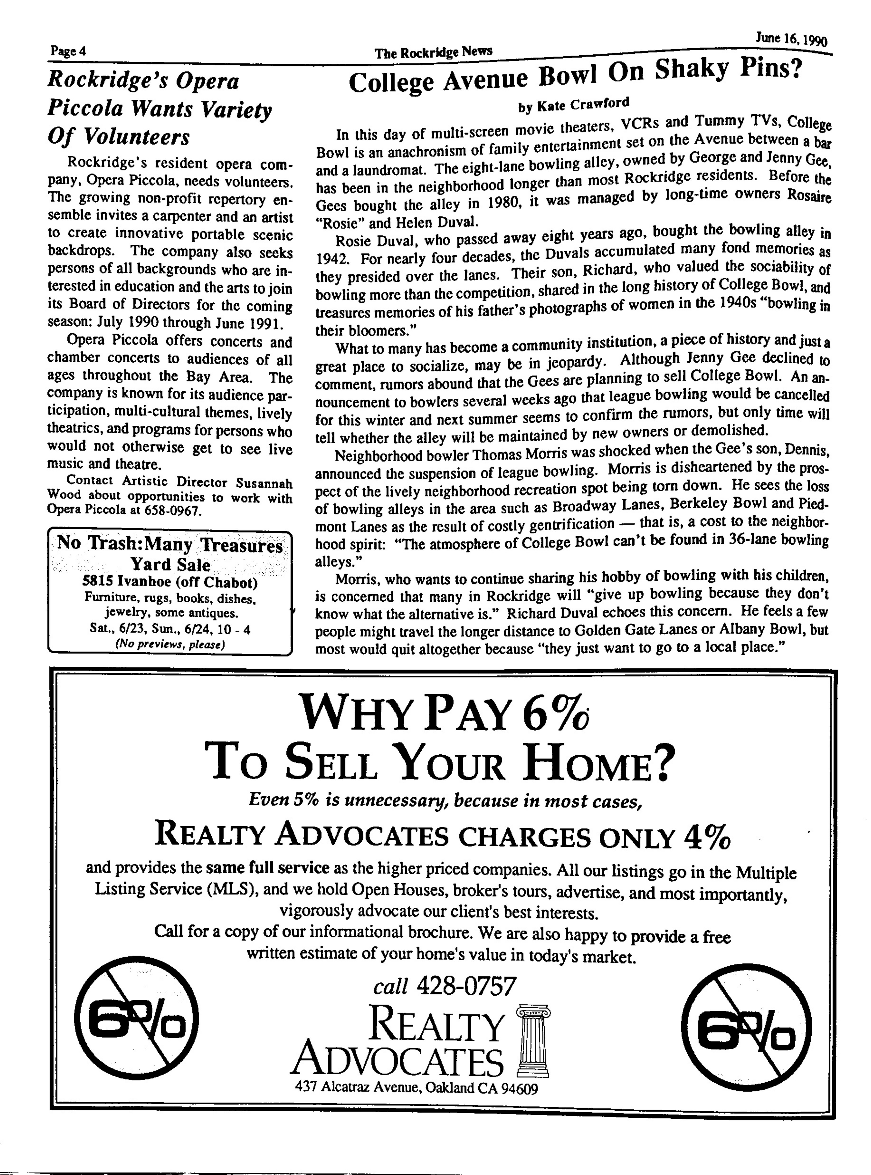 Click to zoom in The Rockridge News, June 1990, page 4