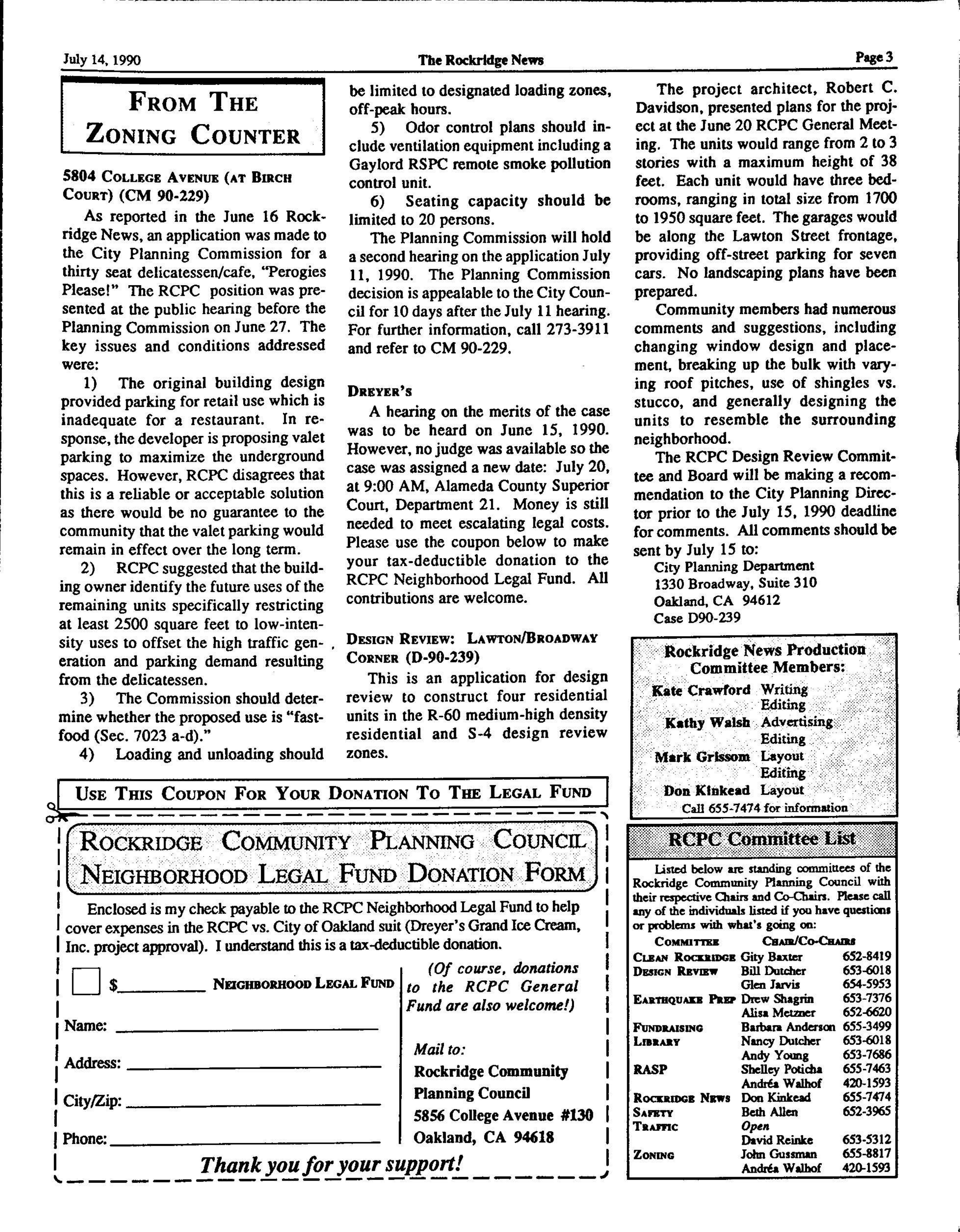 Click to zoom in The Rockridge News, July 1990, page 3