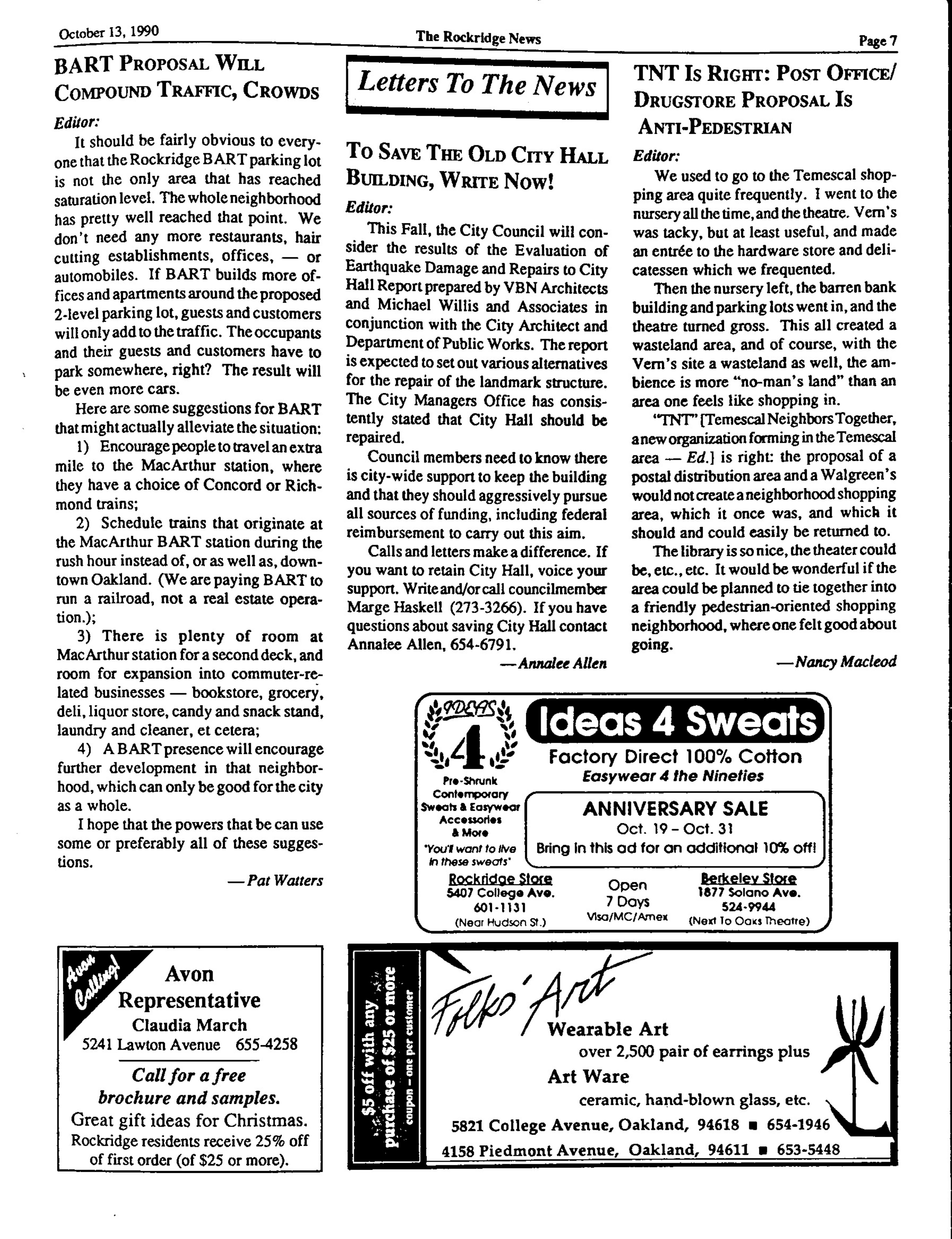 Click to zoom in The Rockridge News, October 1990, page 7