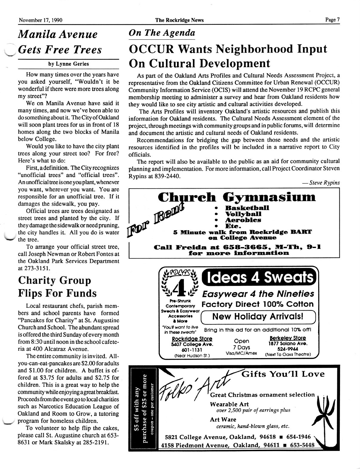 Click to zoom in The Rockridge News, November 1990, page 7