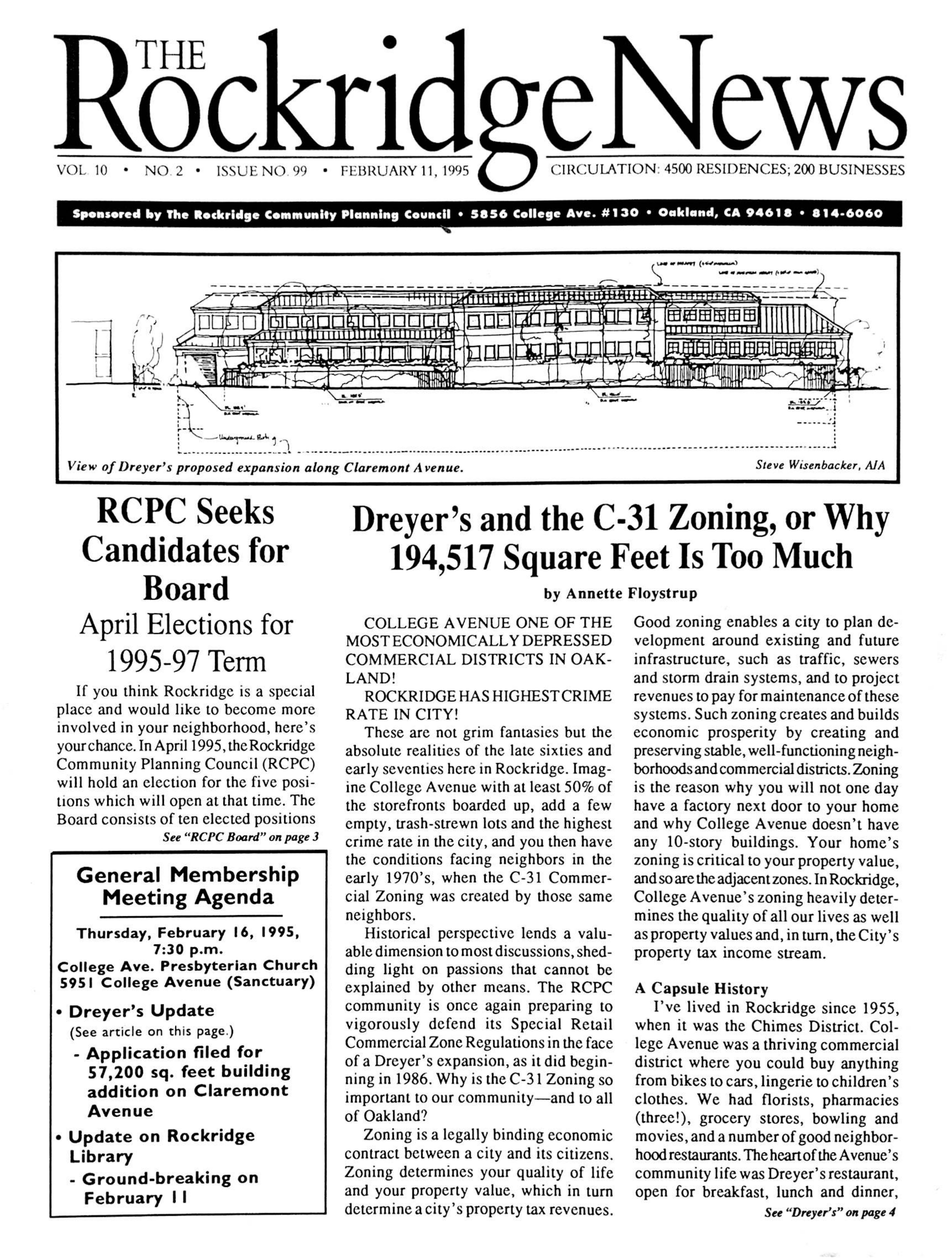 Click to zoom in The Rockridge News, February 1995, page 1