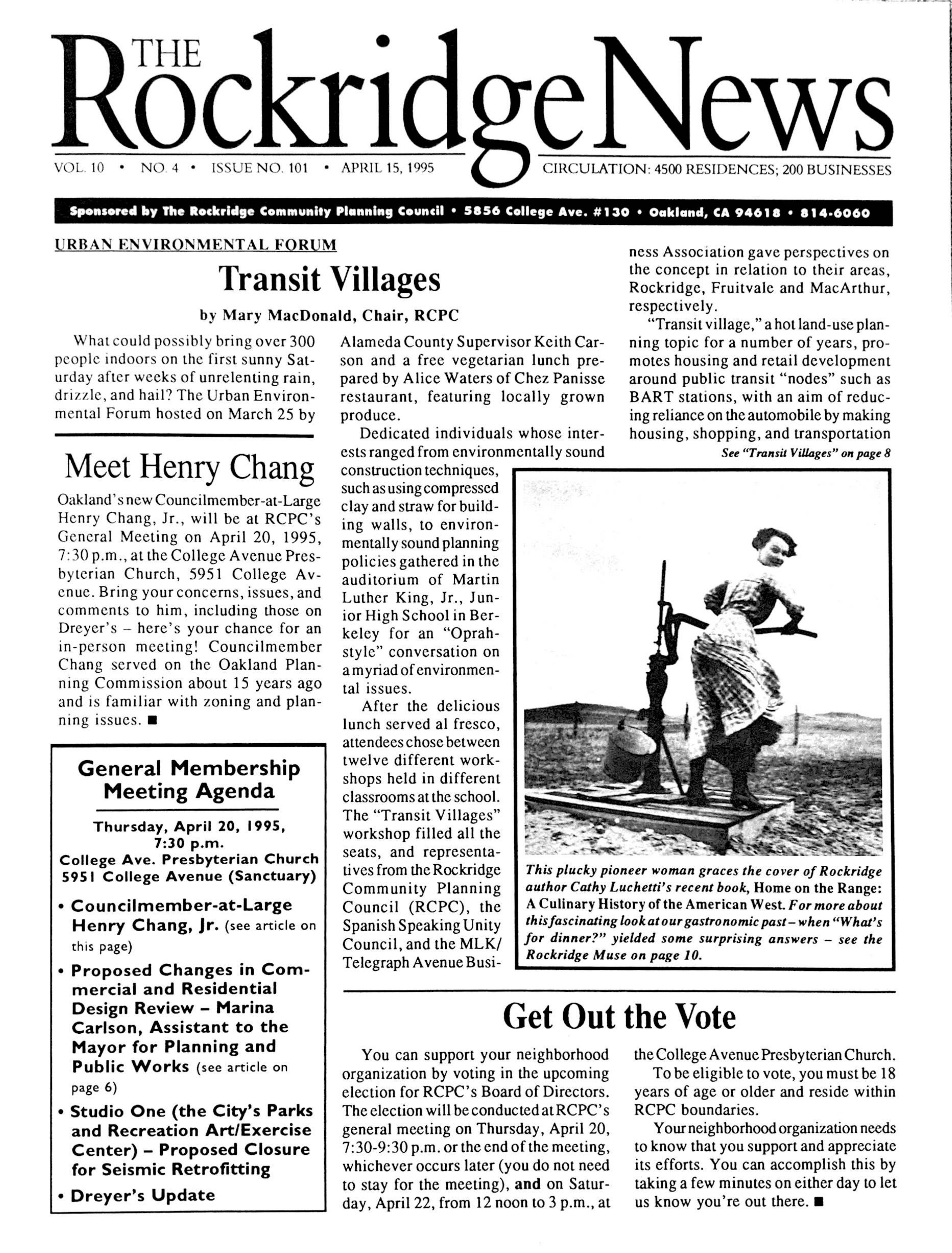 Click to zoom in The Rockridge News, April 1995, page 1