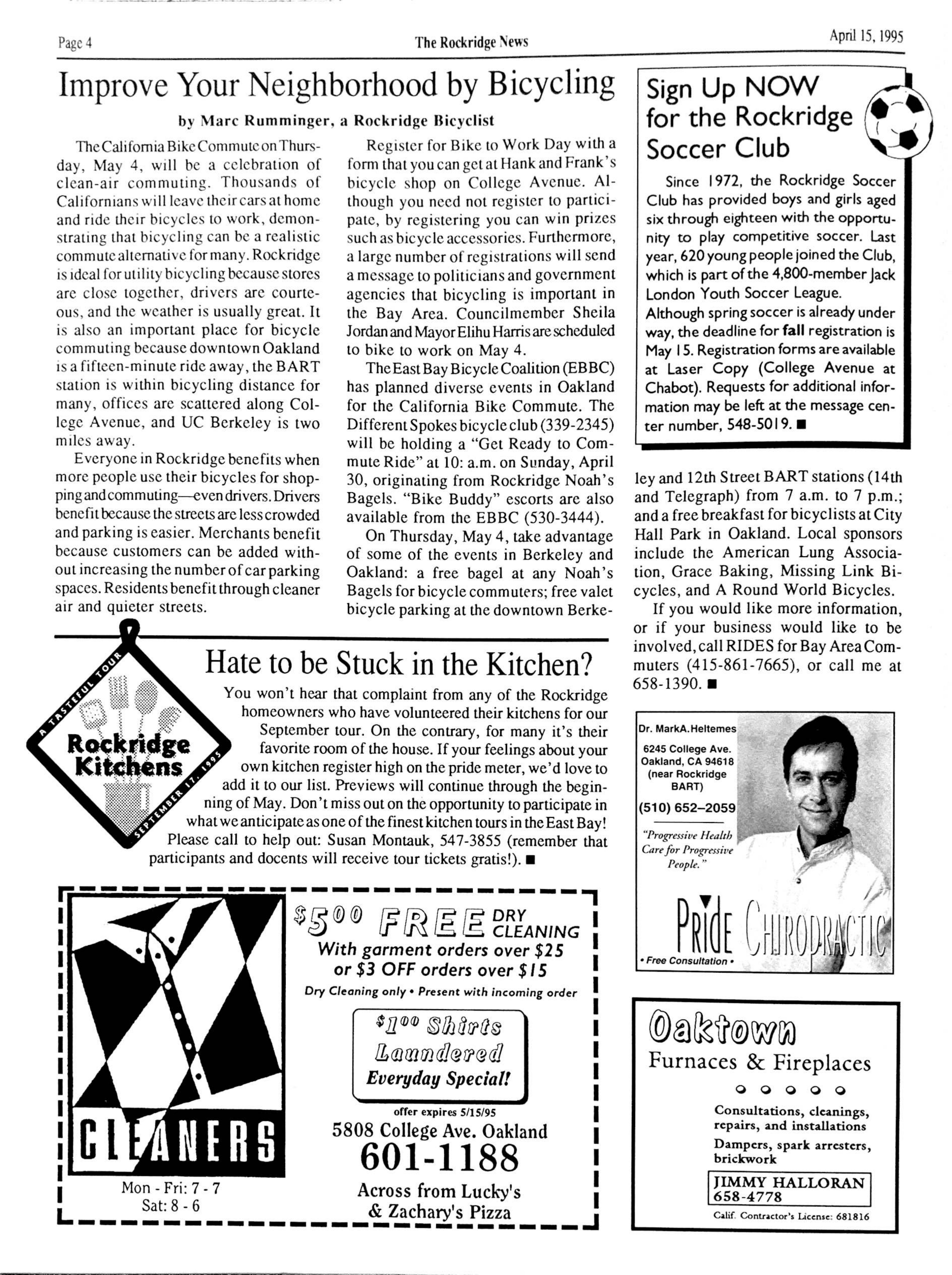 Click to zoom in The Rockridge News, April 1995, page 4