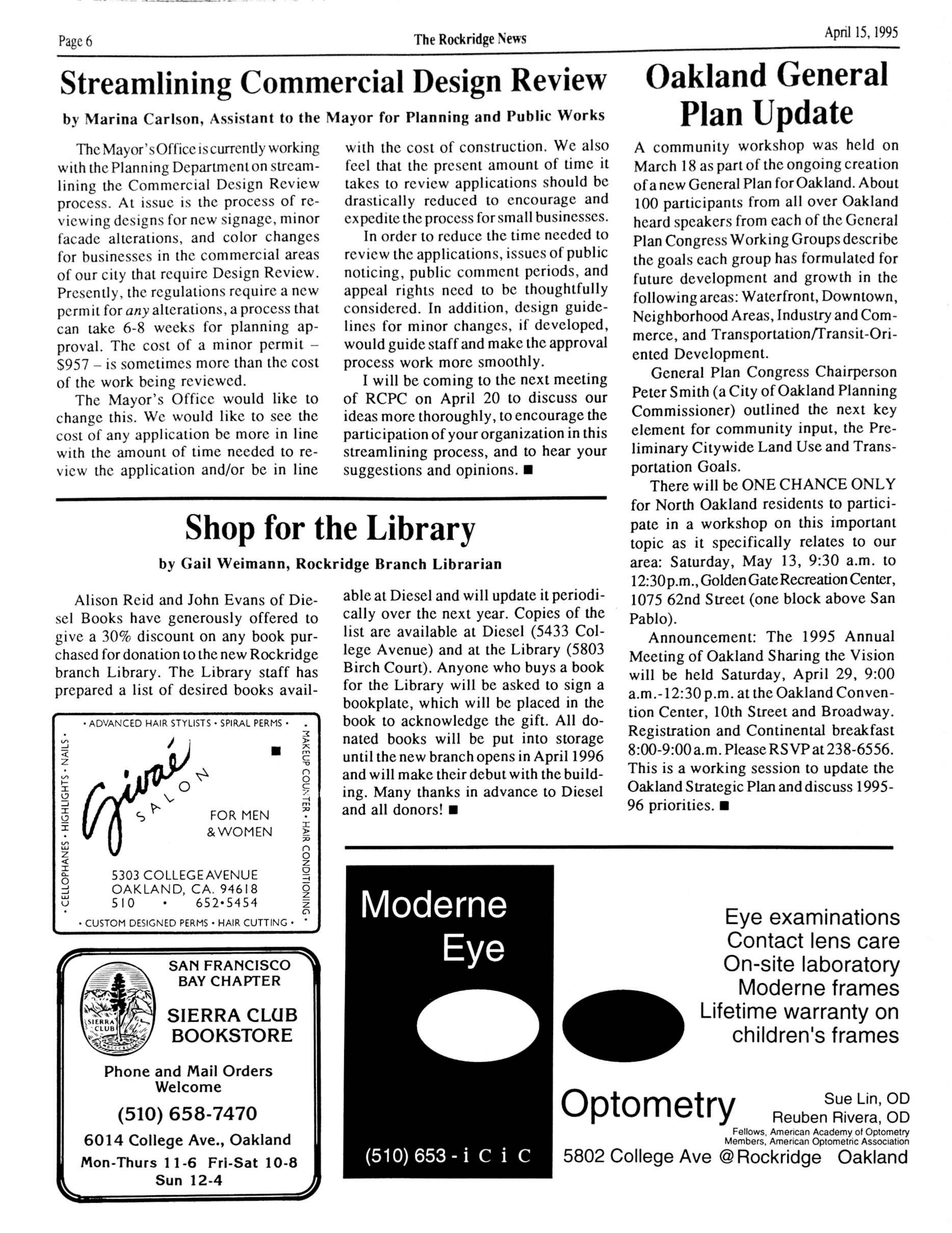 Click to zoom in The Rockridge News, April 1995, page 6