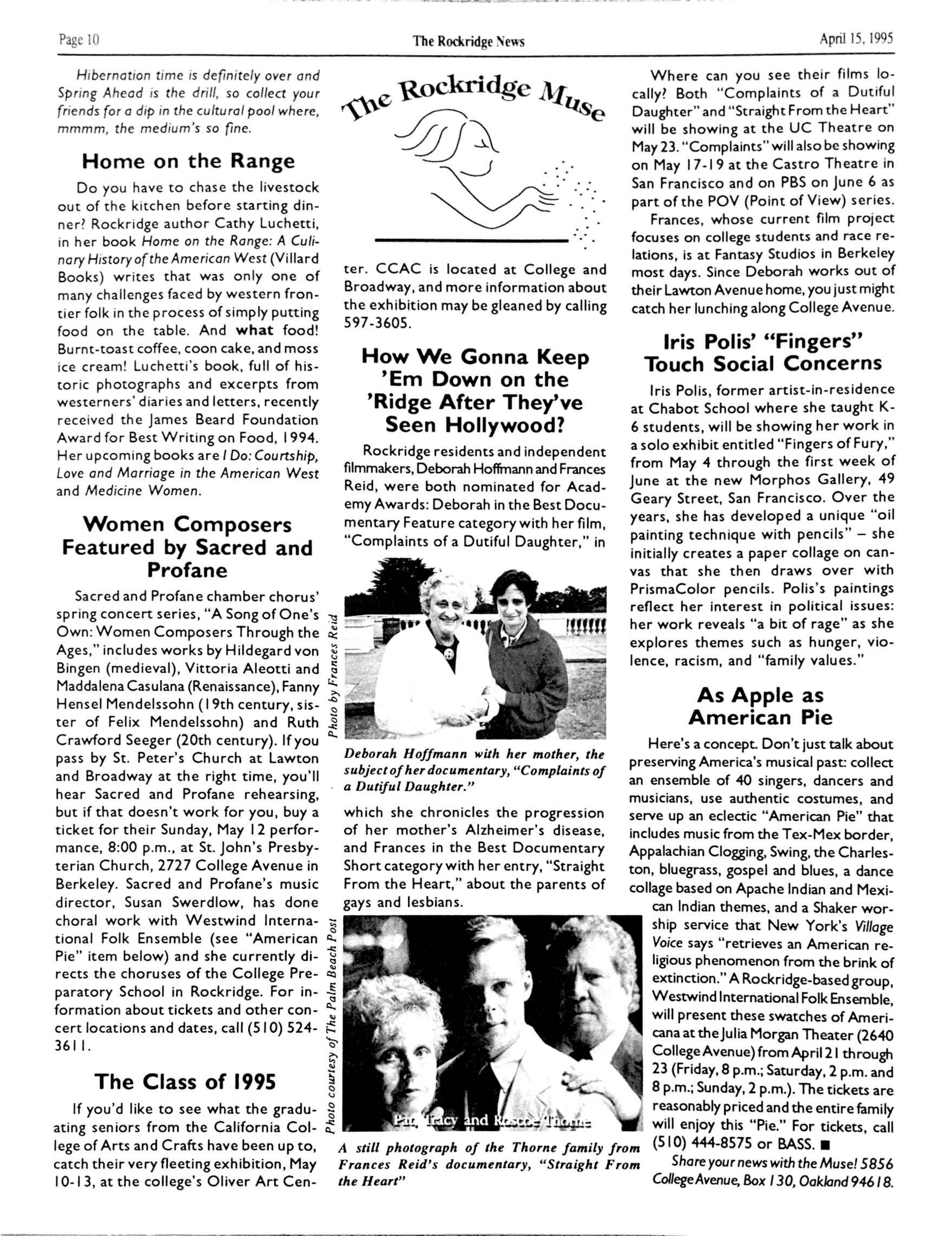 Click to zoom in The Rockridge News, April 1995, page 10