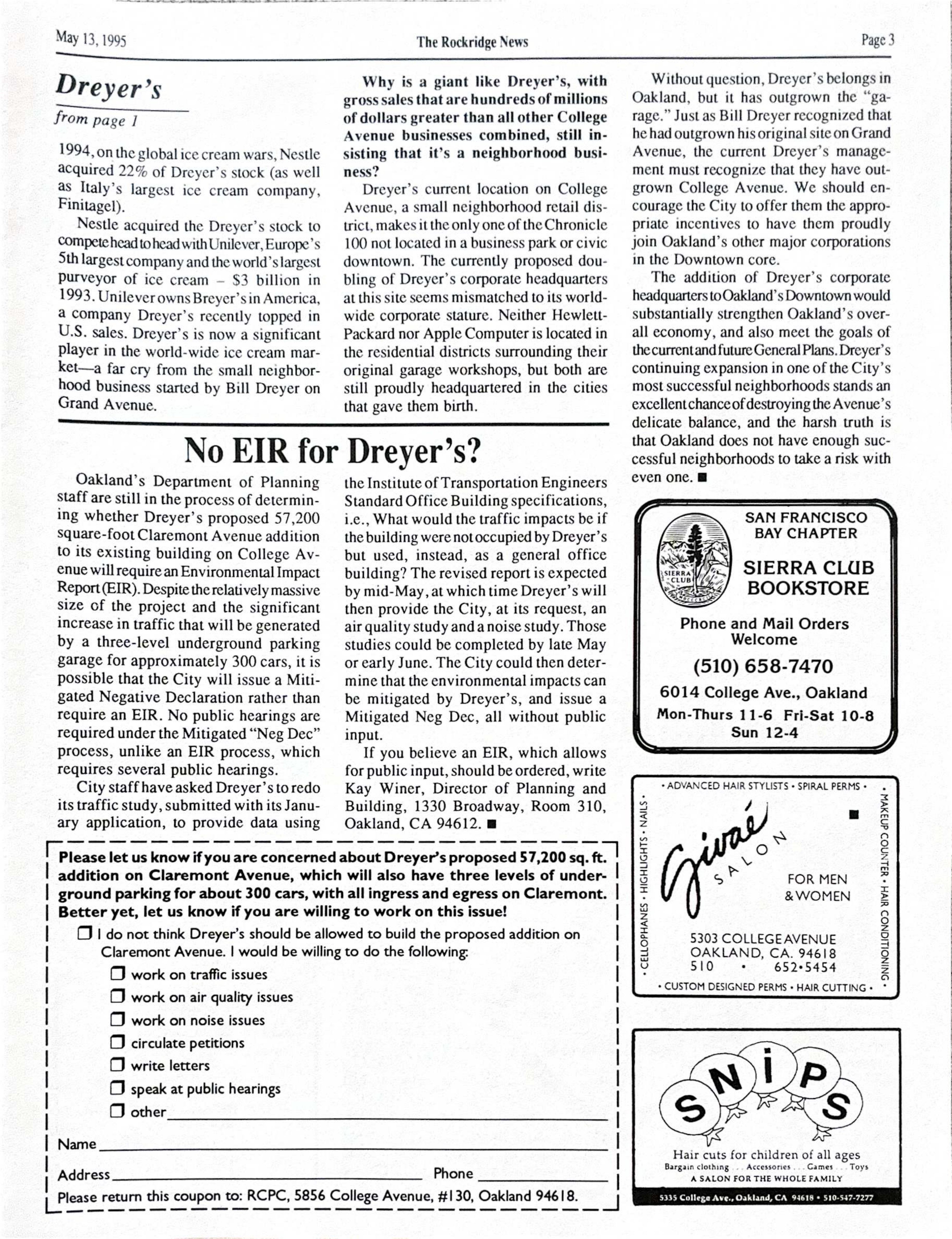 Click to zoom in The Rockridge News, May 1995, page 3