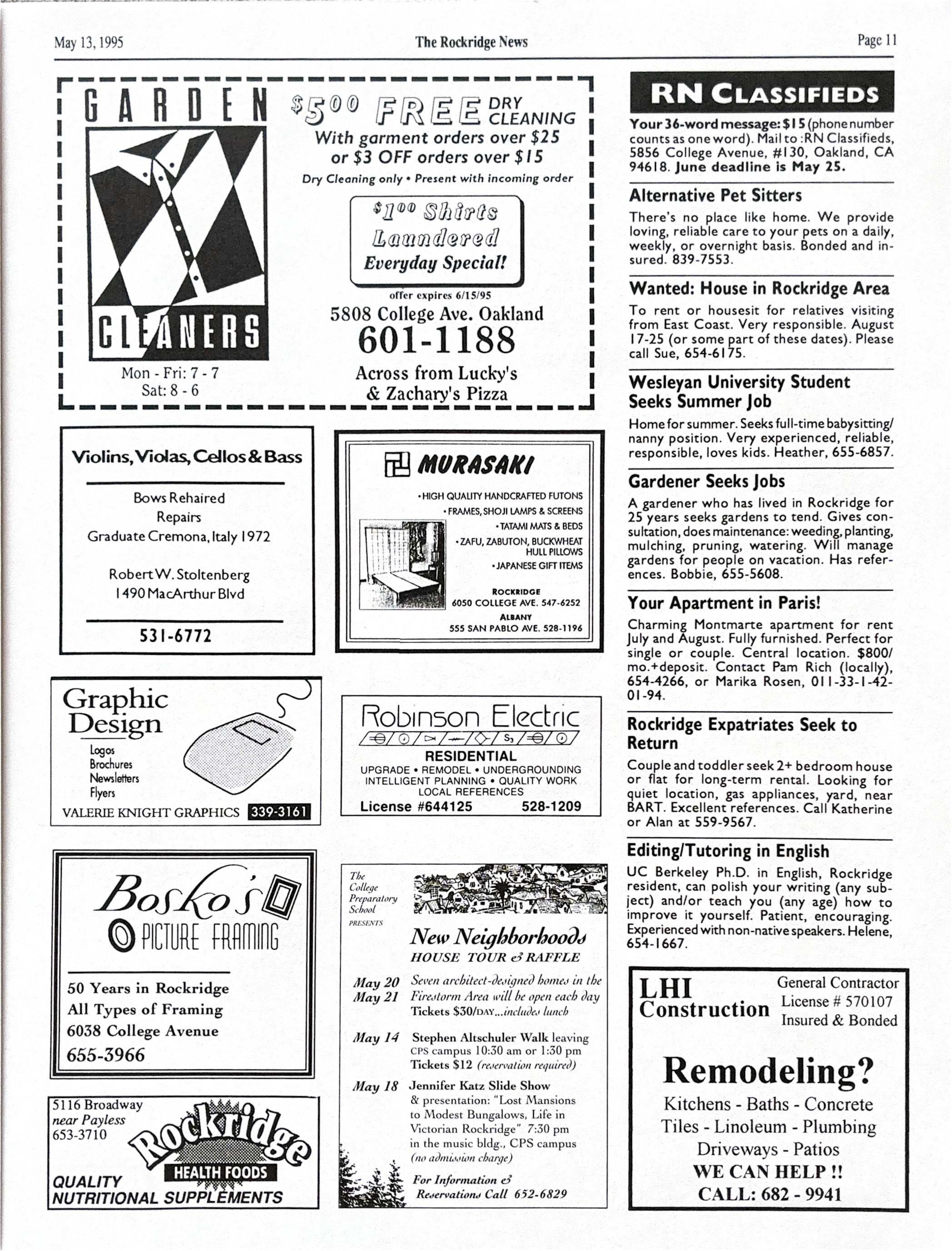 Click to zoom in The Rockridge News, May 1995, page 11