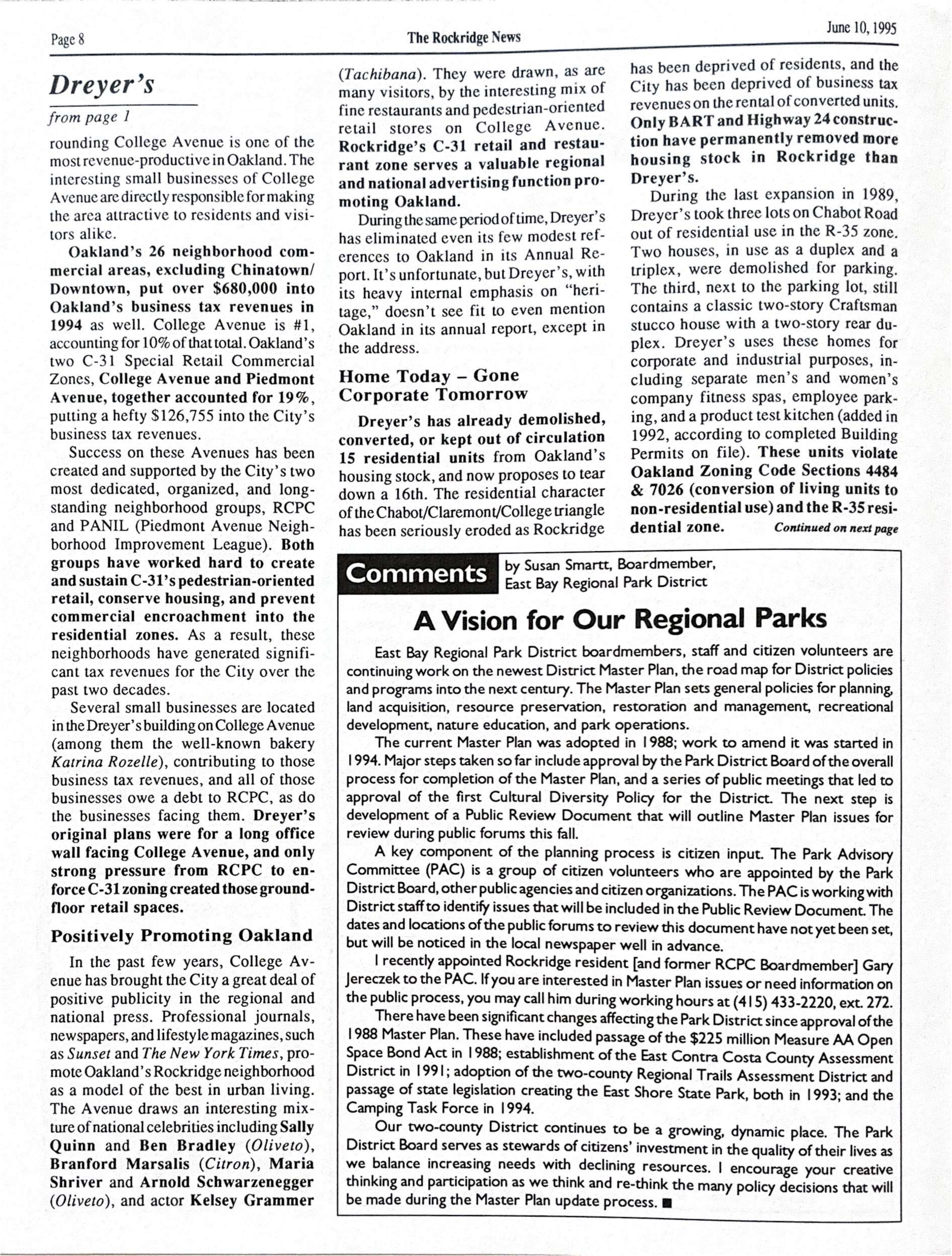 Click to zoom in The Rockridge News, June 1995, page 8