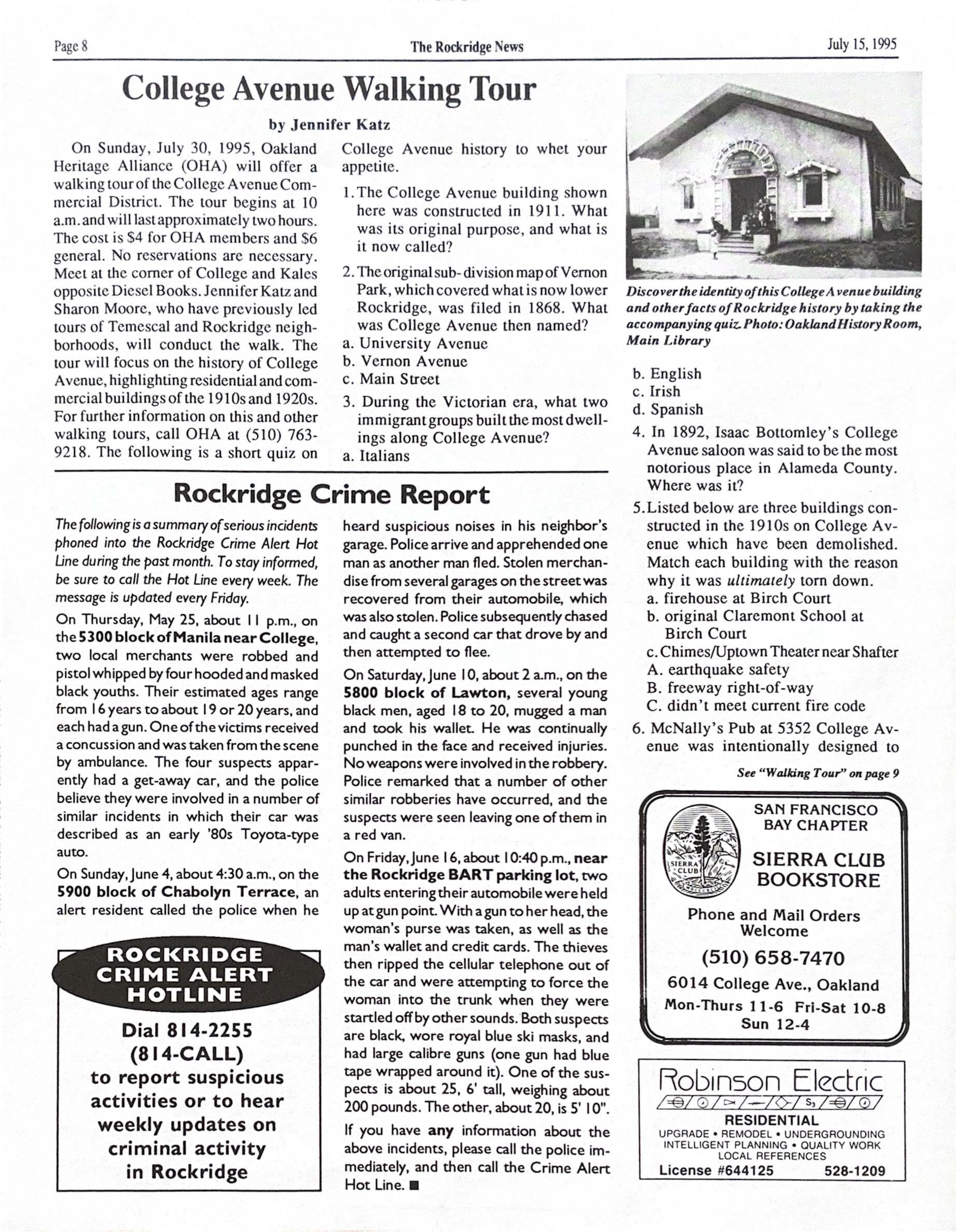 Click to zoom in The Rockridge News, July 1995, page 8