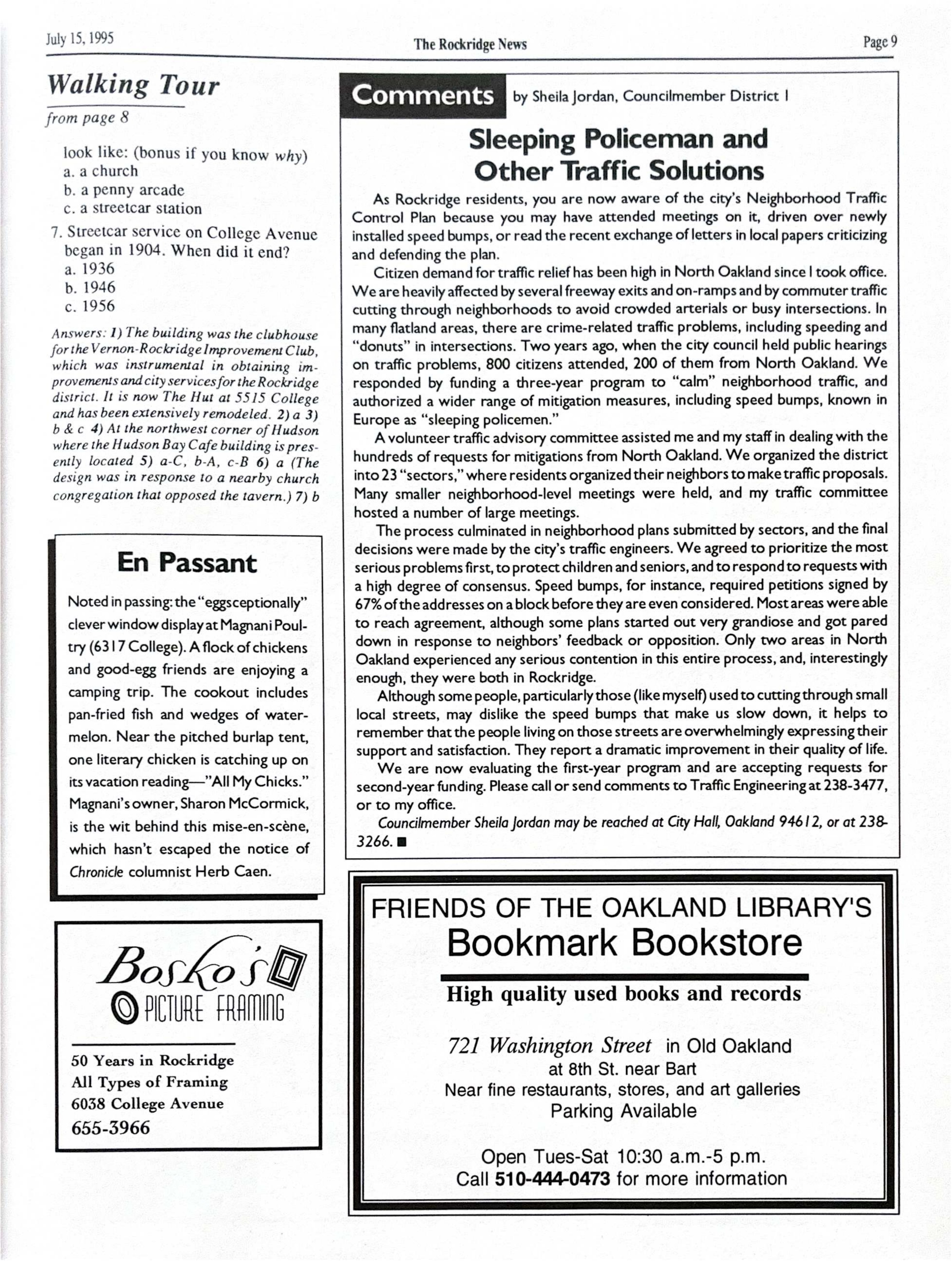 Click to zoom in The Rockridge News, July 1995, page 9