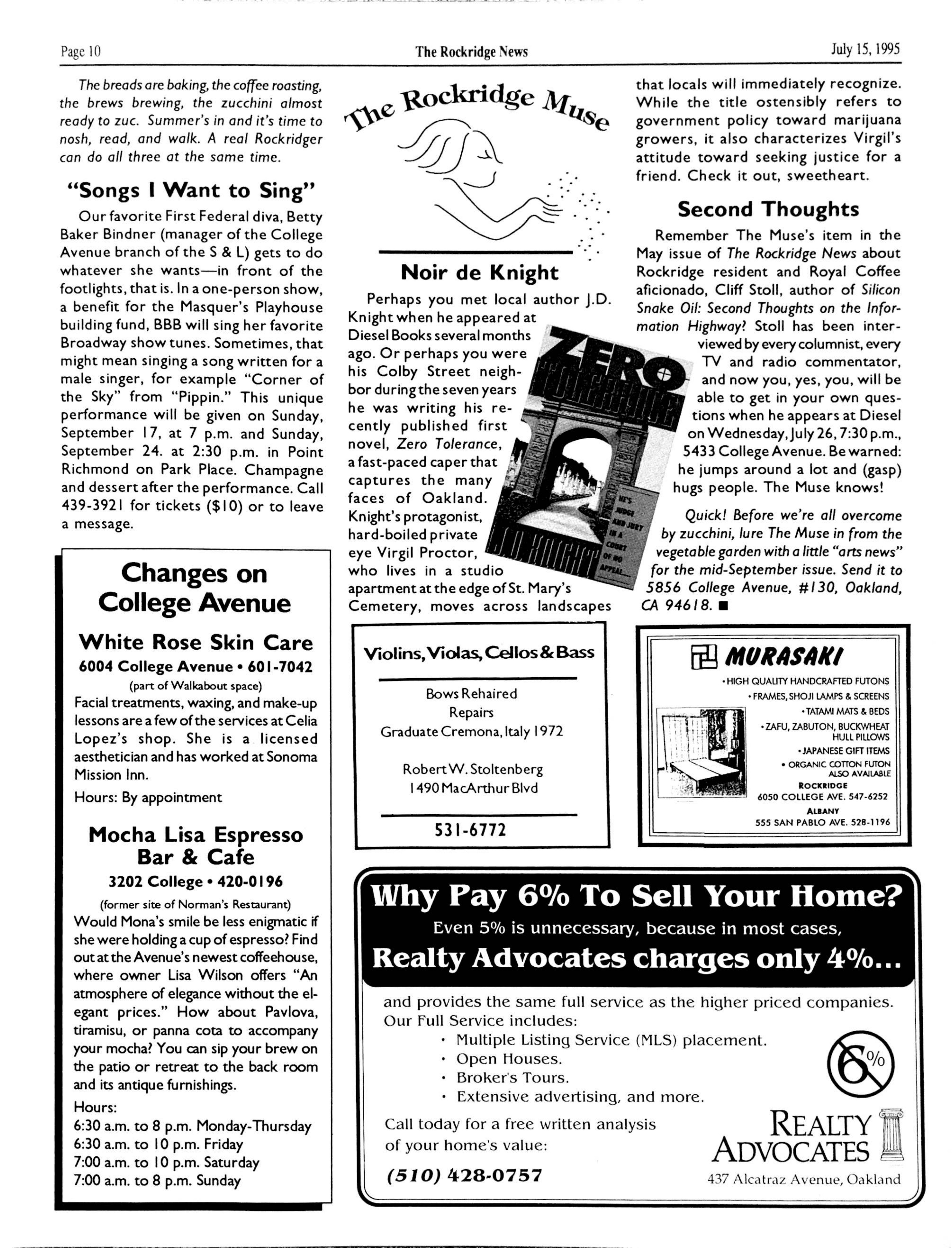 Click to zoom in The Rockridge News, July 1995, page 10