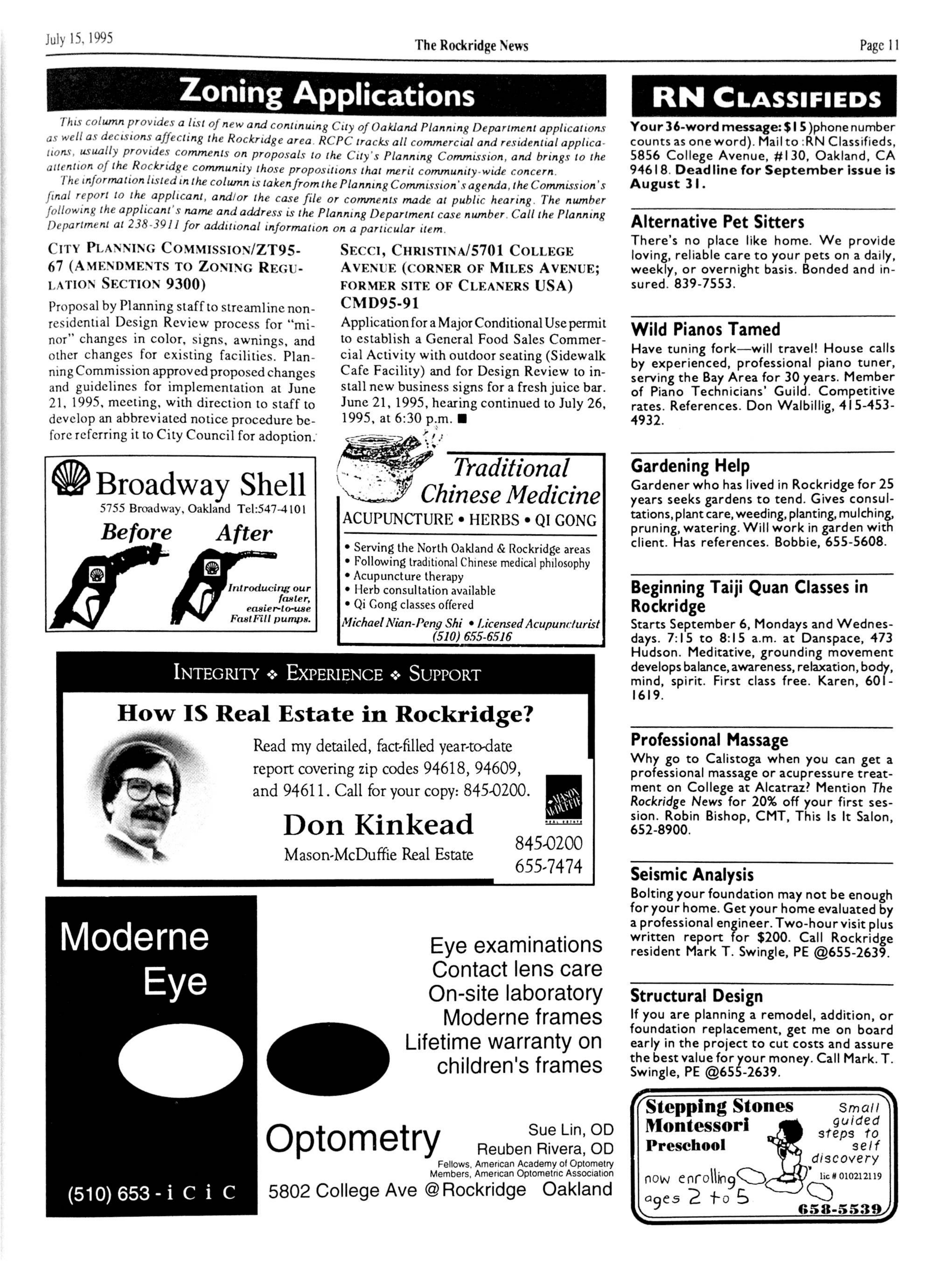 Click to zoom in The Rockridge News, July 1995, page 11