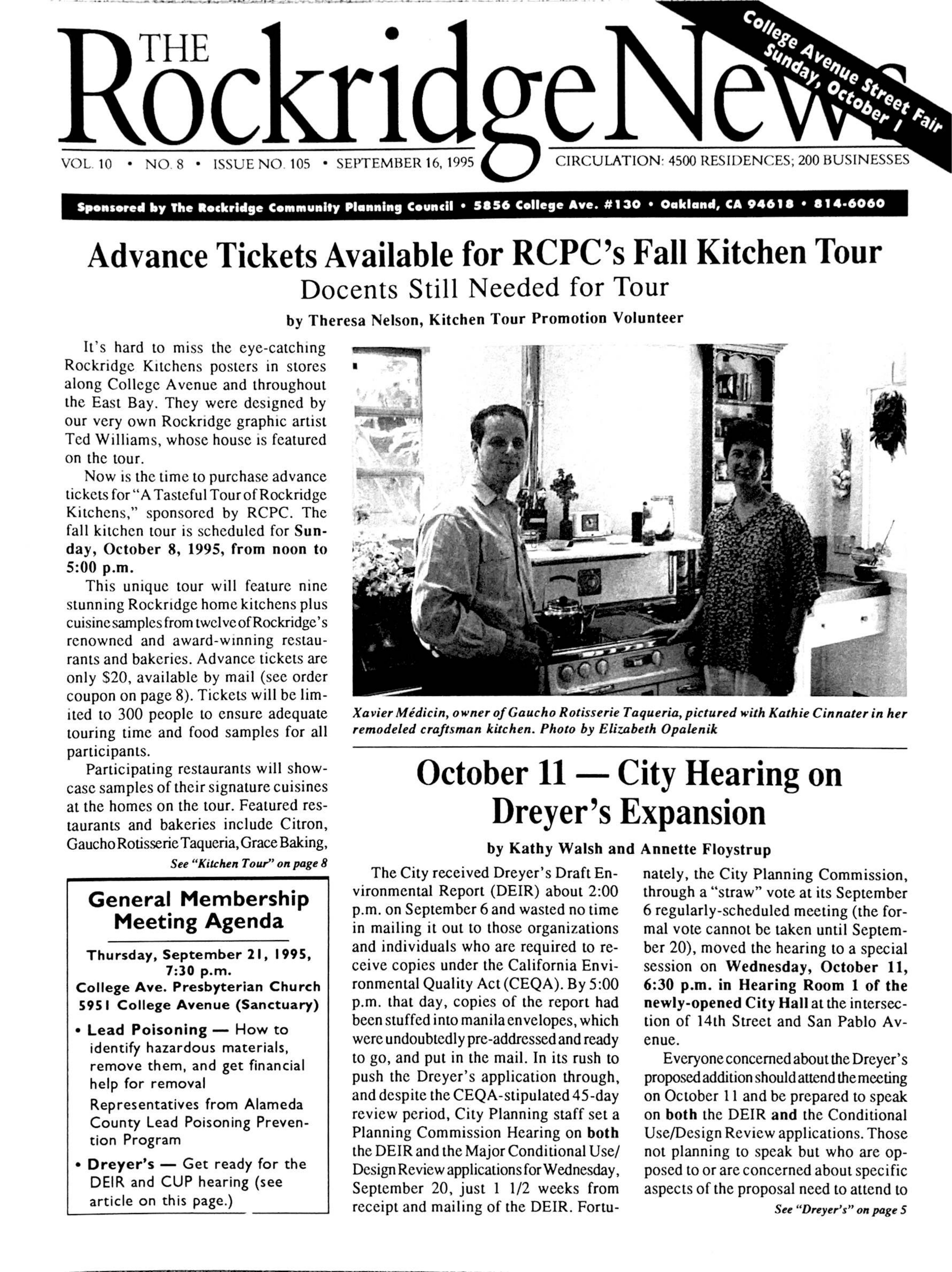 Click to zoom in The Rockridge News, September 1995, page 1