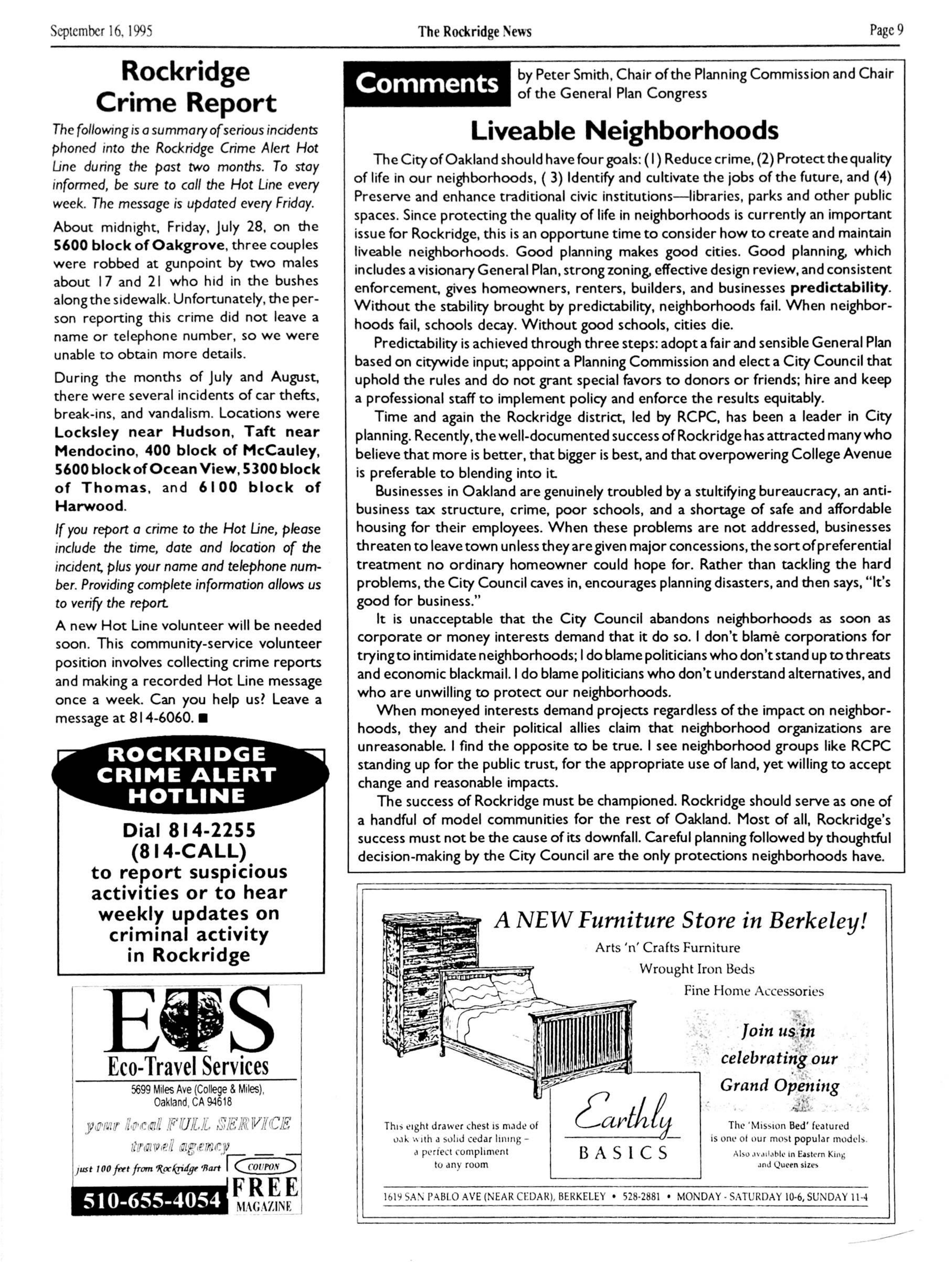Click to zoom in The Rockridge News, September 1995, page 9