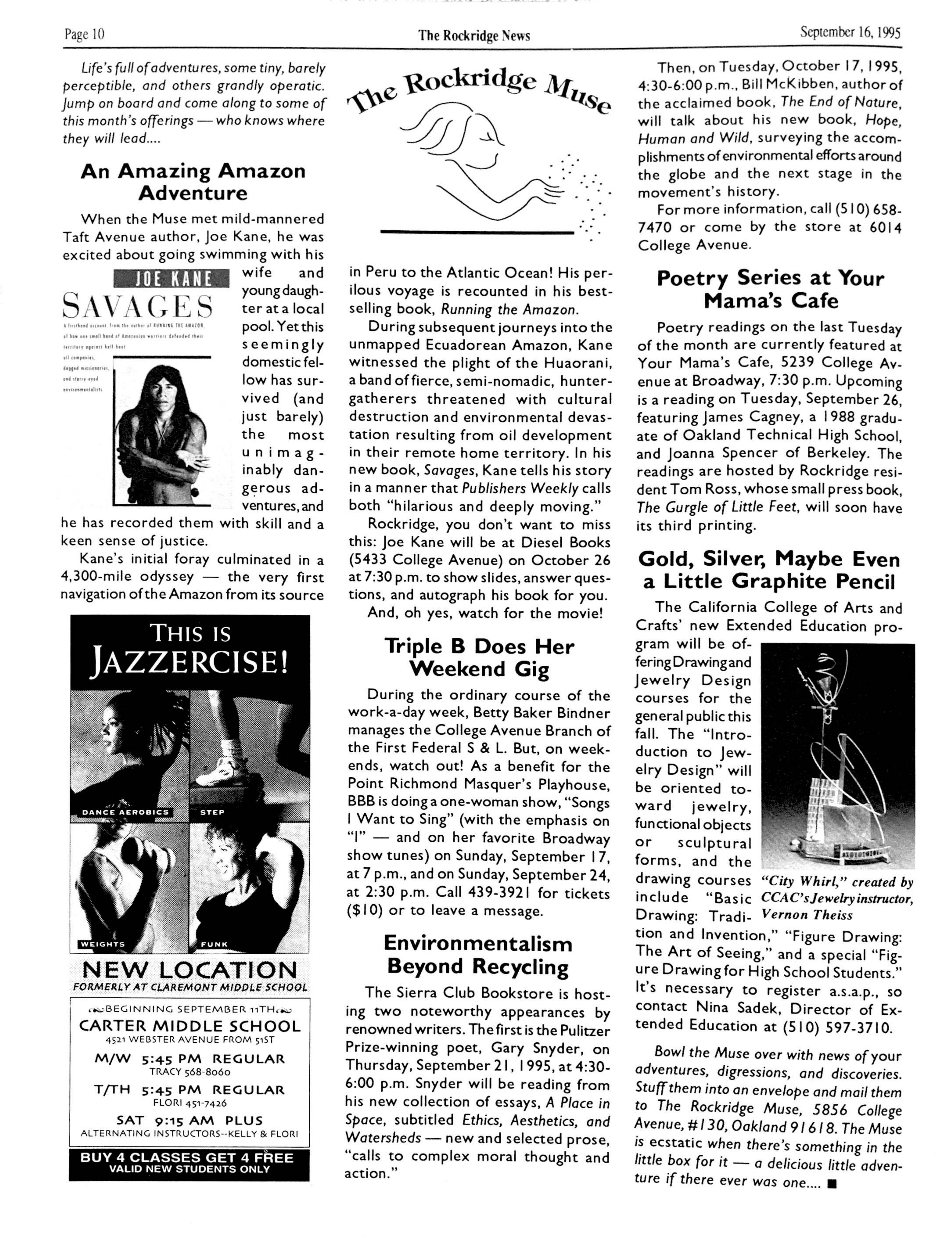 Click to zoom in The Rockridge News, September 1995, page 10