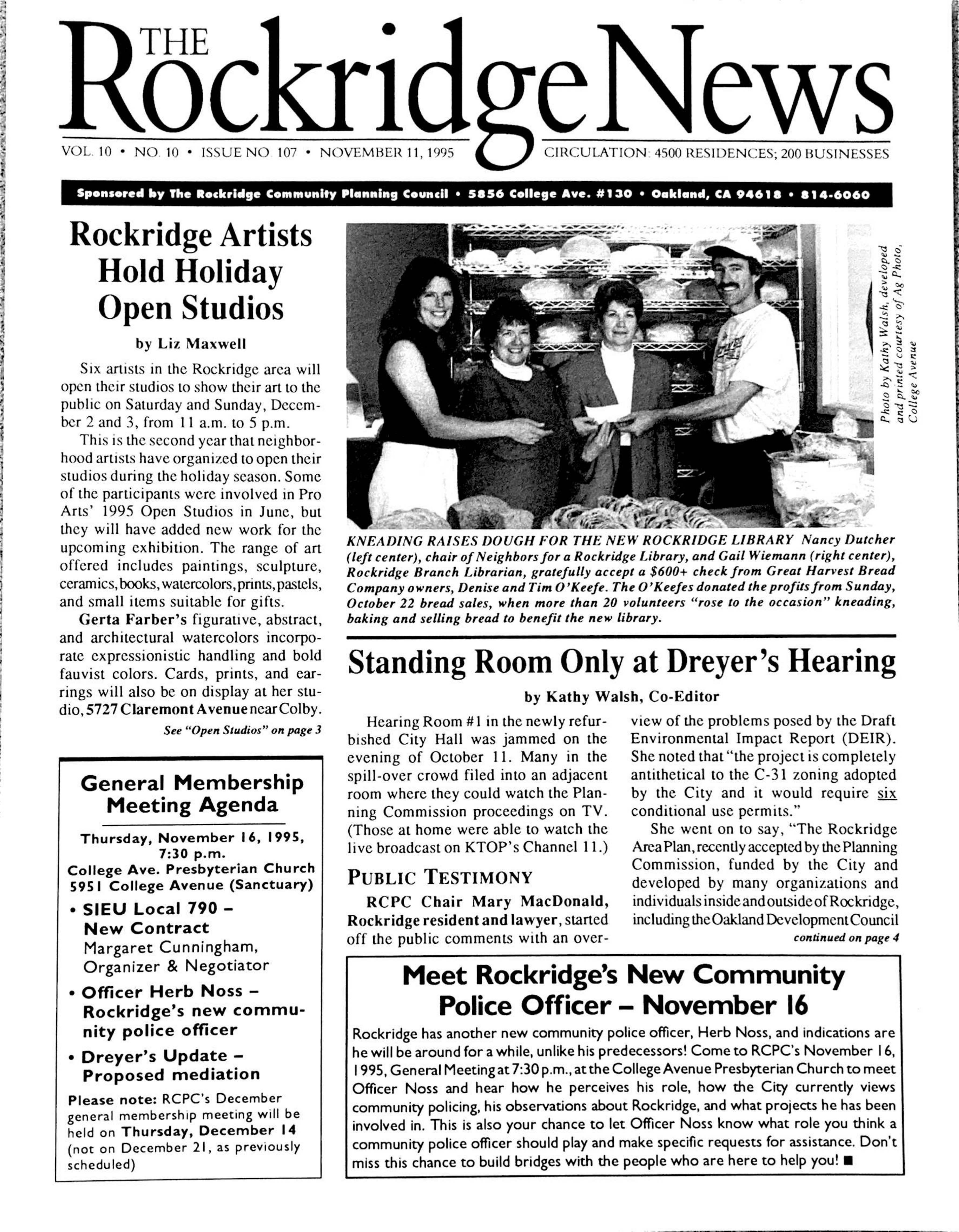 Click to zoom in The Rockridge News, November 1995, page 1