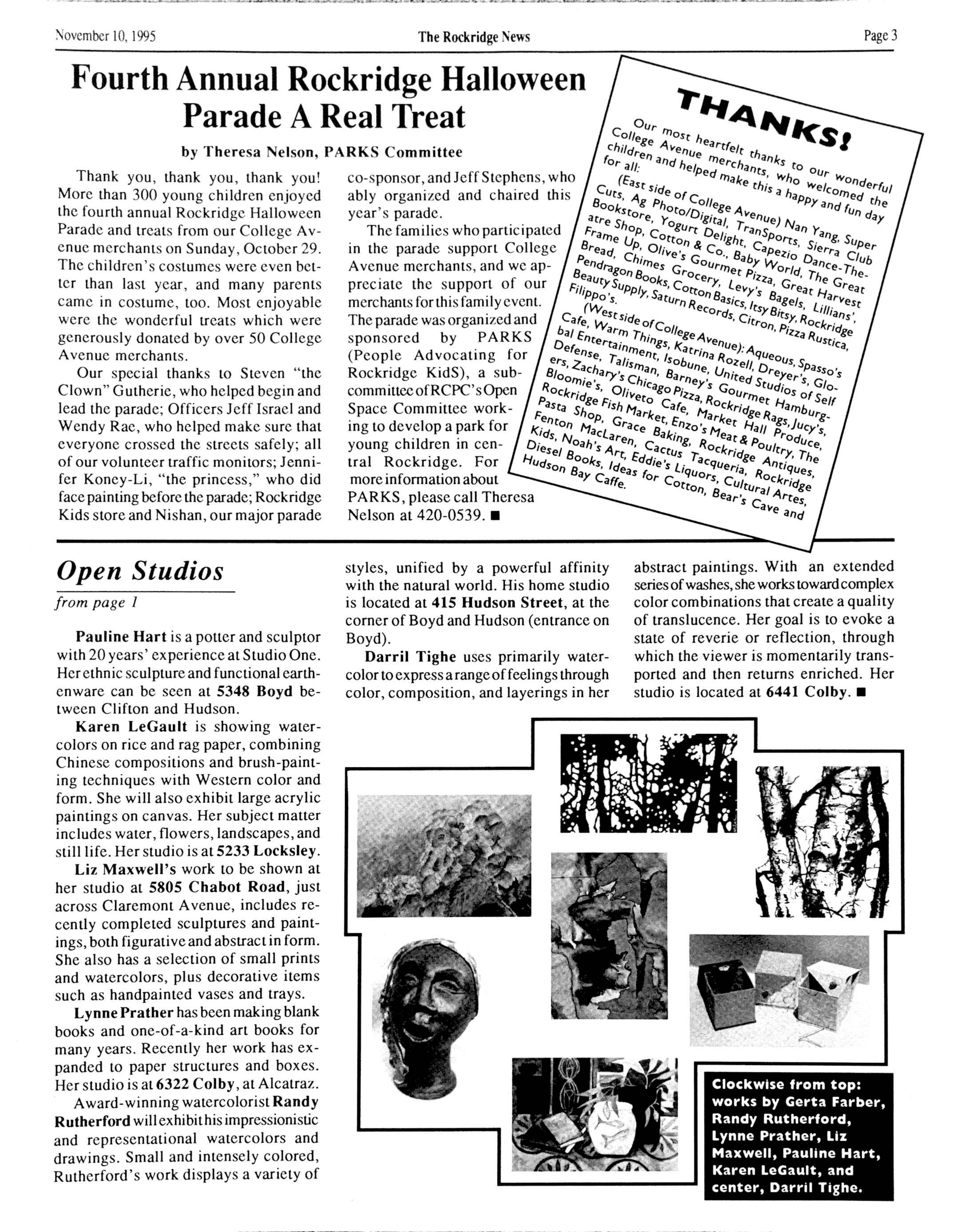 Click to zoom in The Rockridge News, November 1995, page 3
